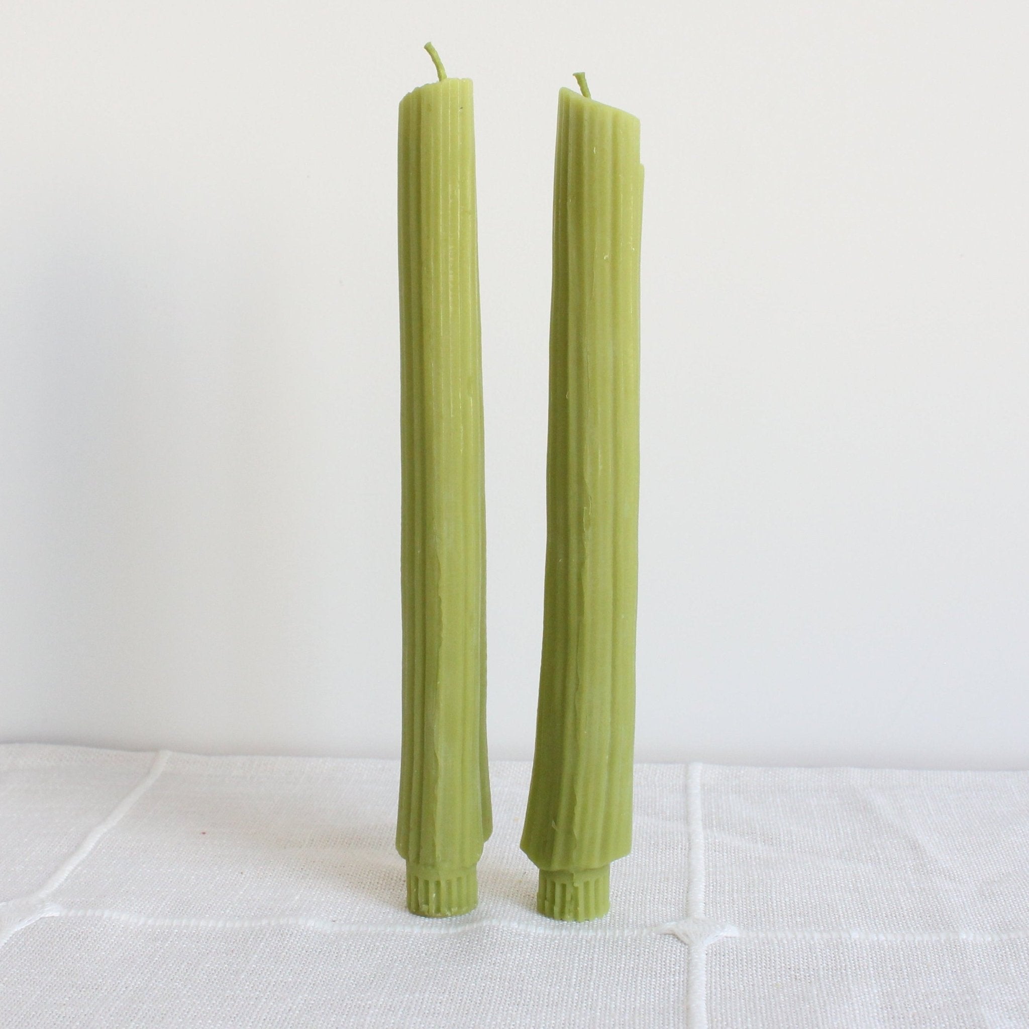 BEESWAX CELERY TAPER CANDLES - SET OF 2 Happy Organics
