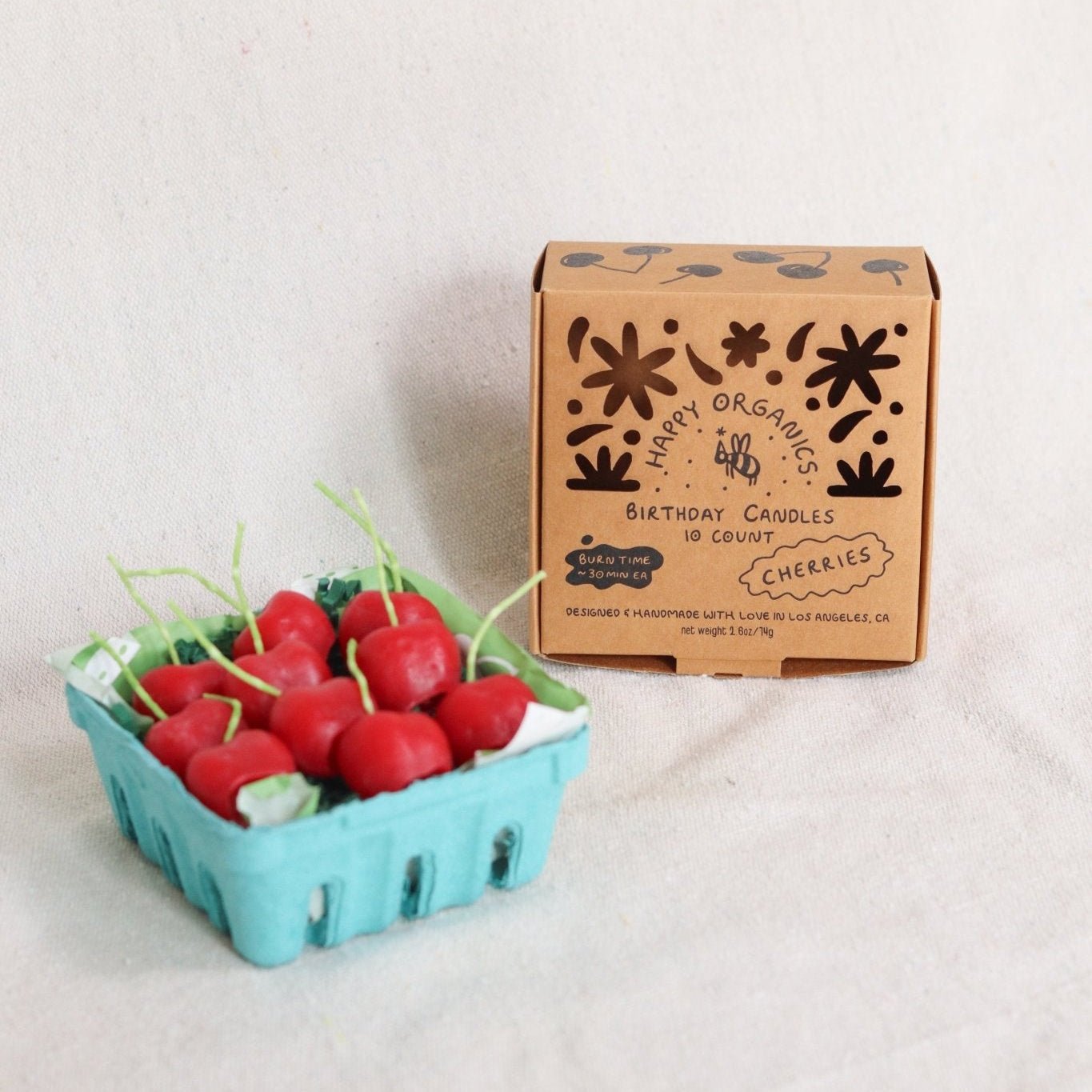 Beeswax Cherry Birthday Candles Happy Organics