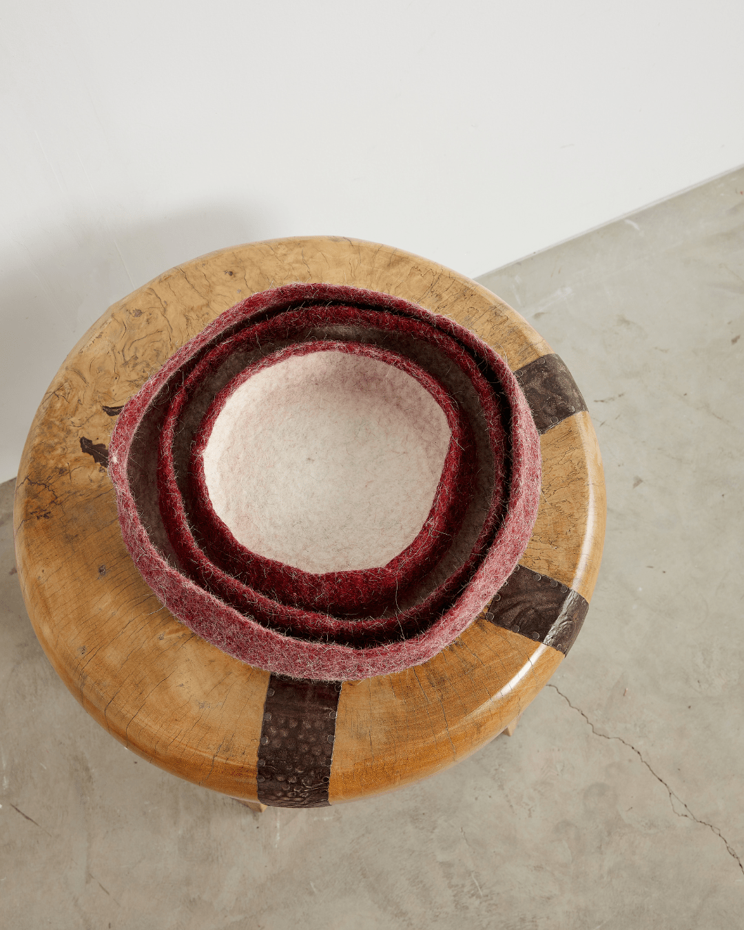 Berry Red Decorative Wool Nesting Bowls Kanju Interiors