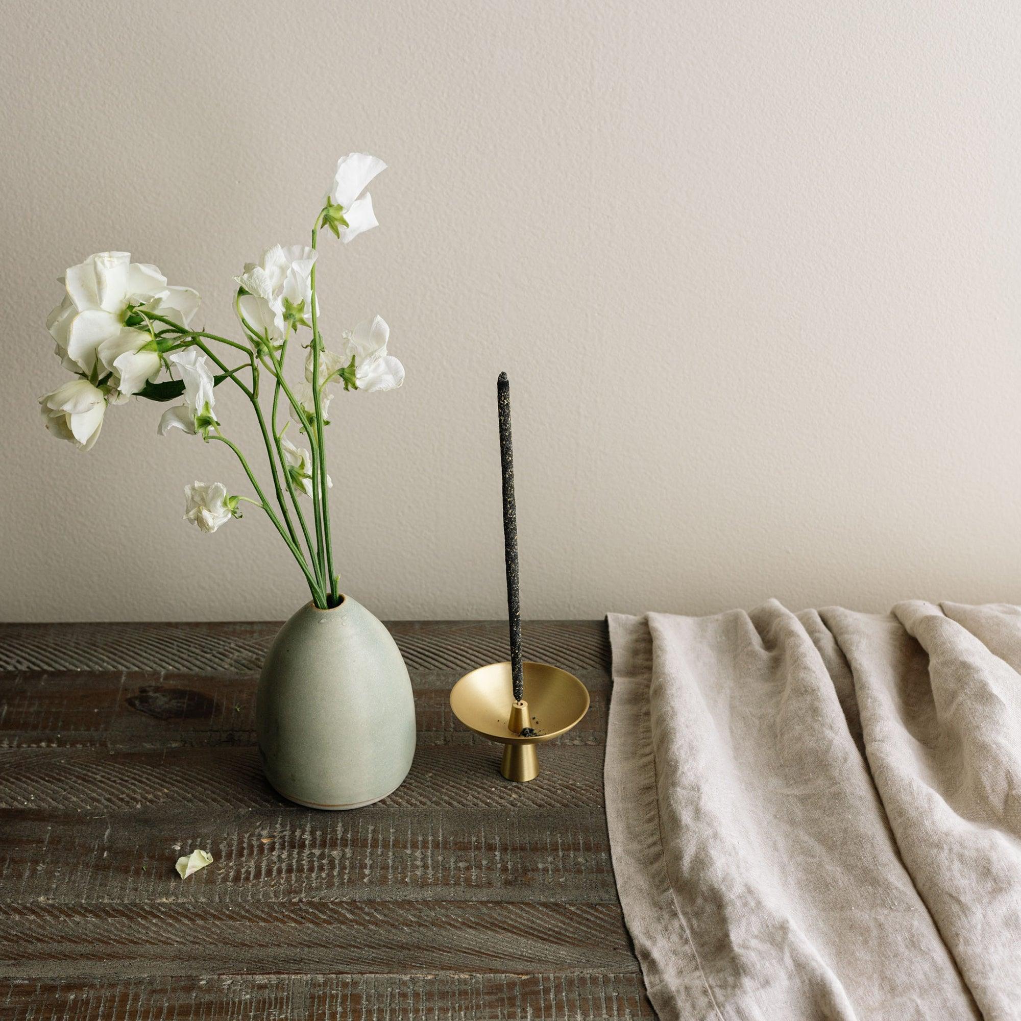 Brass Incense Holder with Ash Catcher CEDAR AND MYRRH