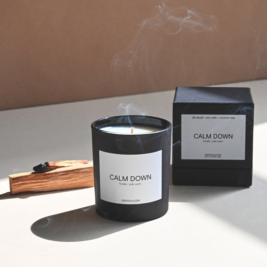 CALM DOWN Candle CRYSTALS.COM