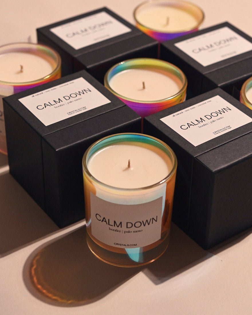 CALM DOWN Candle CRYSTALS.COM
