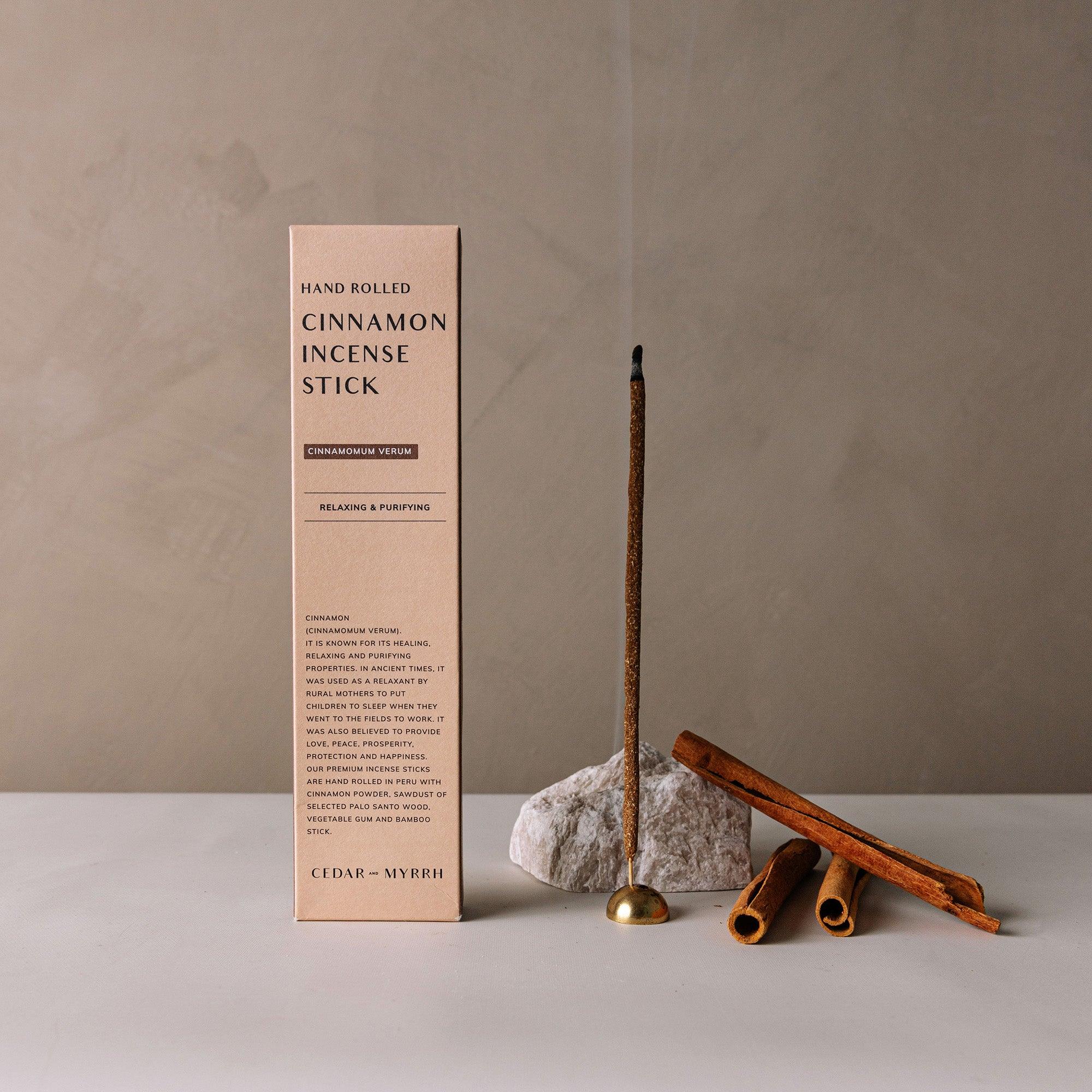 Cinnamon Incense Sticks – 7 Hand - Rolled Sticks from Peru CEDAR AND MYRRH