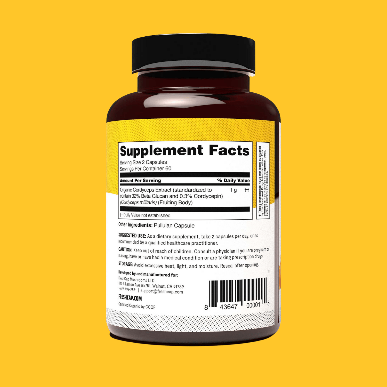 Cordyceps Mushroom Extract Capsules FreshCap Mushrooms