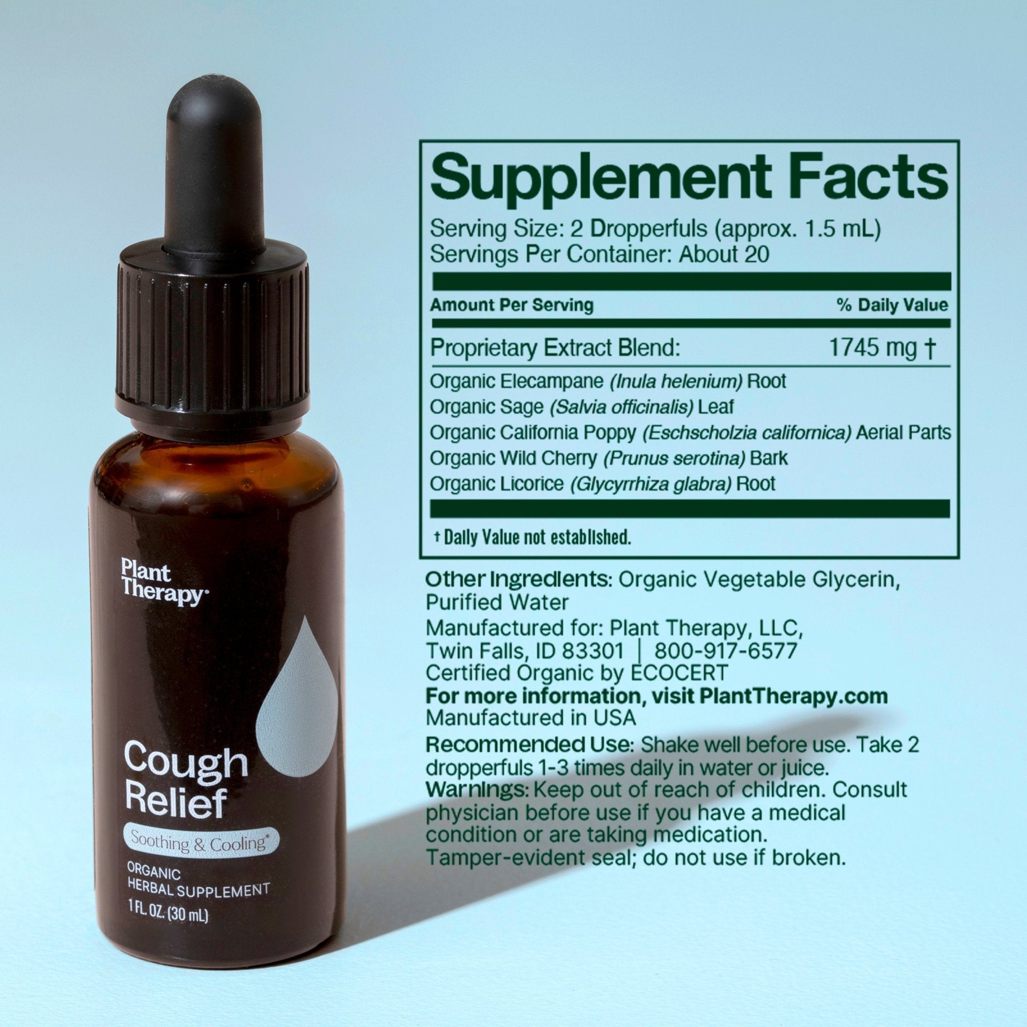 Cough Relief Organic Herbal Supplement Plant Therapy