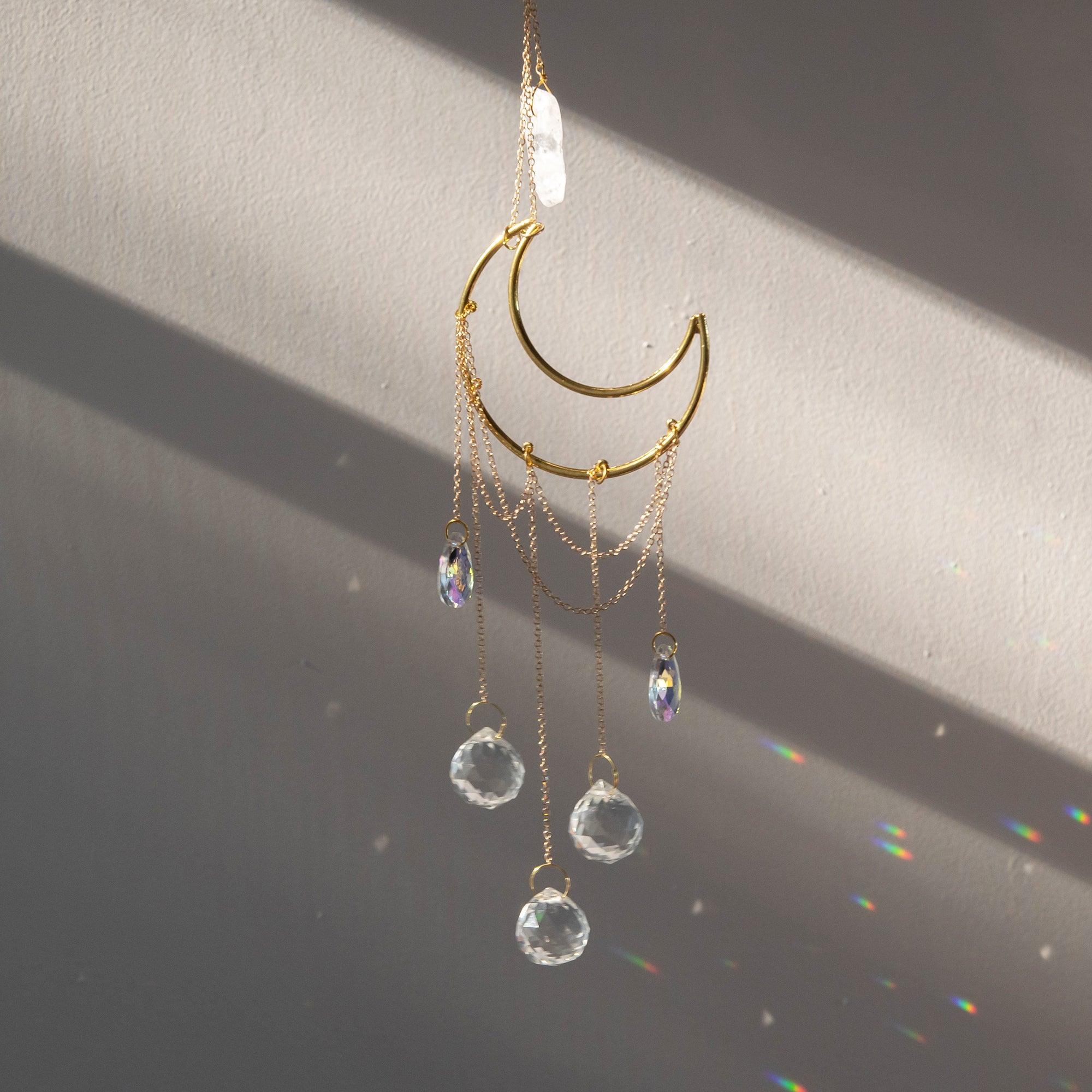 Crescent & Clear Quartz Crystal Suncatcher CEDAR AND MYRRH