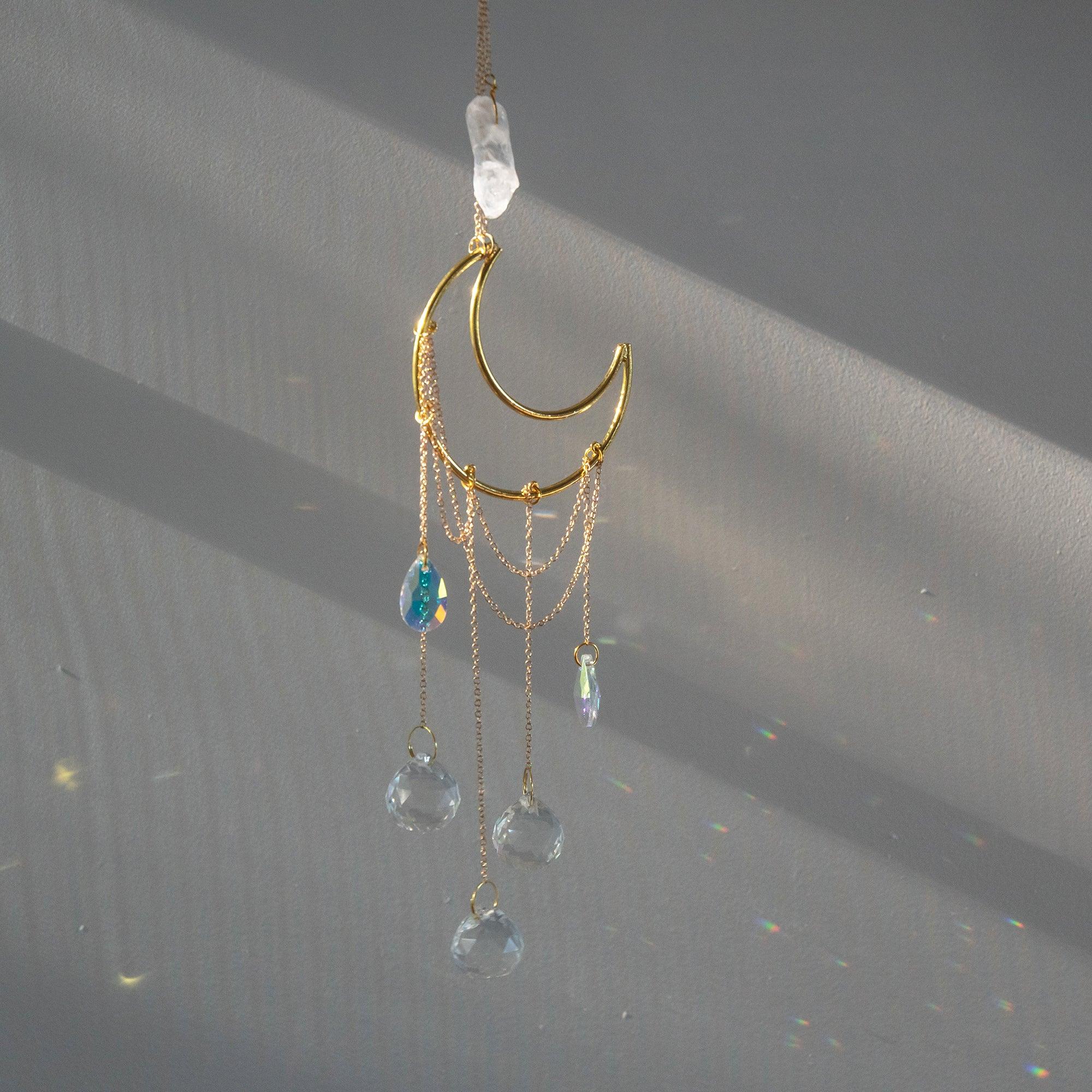 Crescent & Clear Quartz Crystal Suncatcher CEDAR AND MYRRH