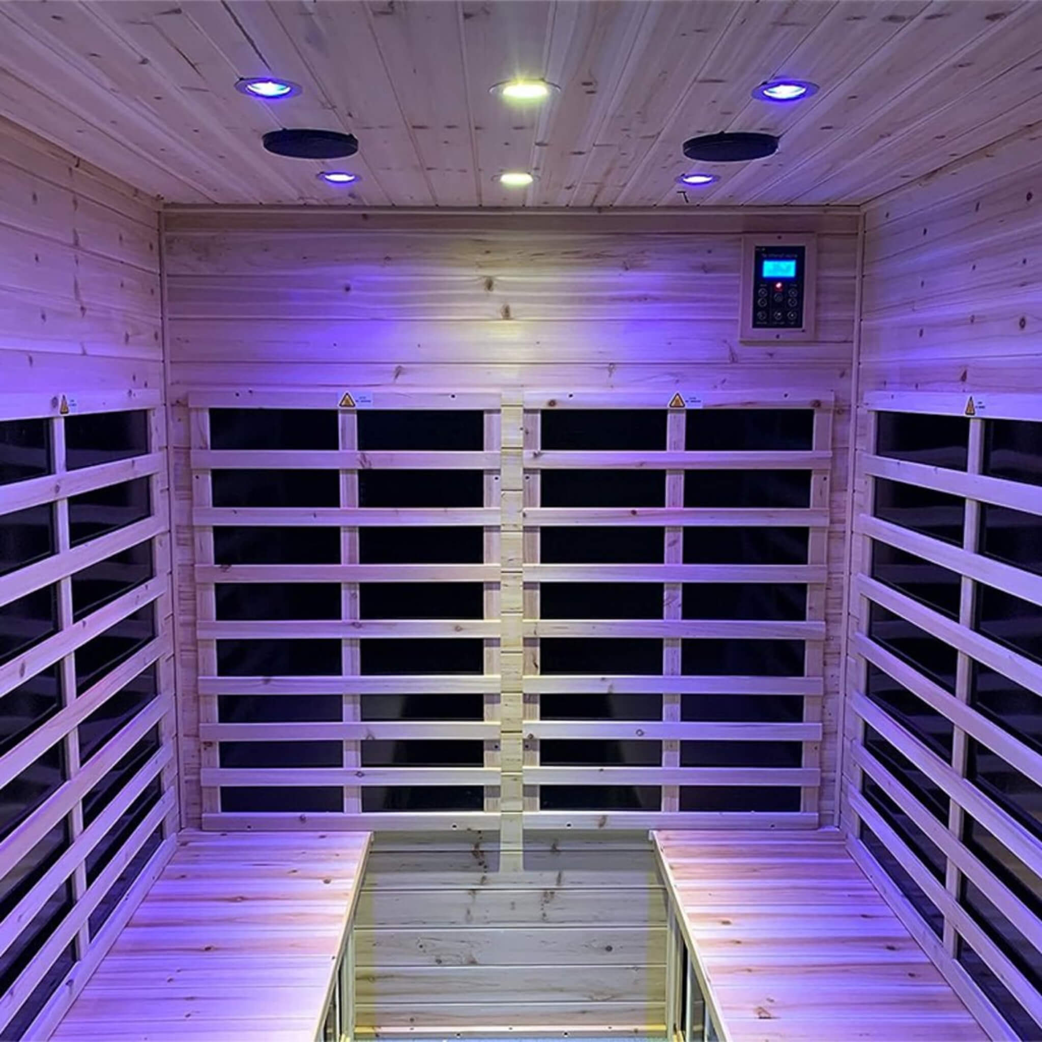 Deluxe 4 - Person Outdoor Infrared Hemlock Sauna With Bluetooth Speakers & LED Lighting (SAK96371) SAKSBY WHOLESALE