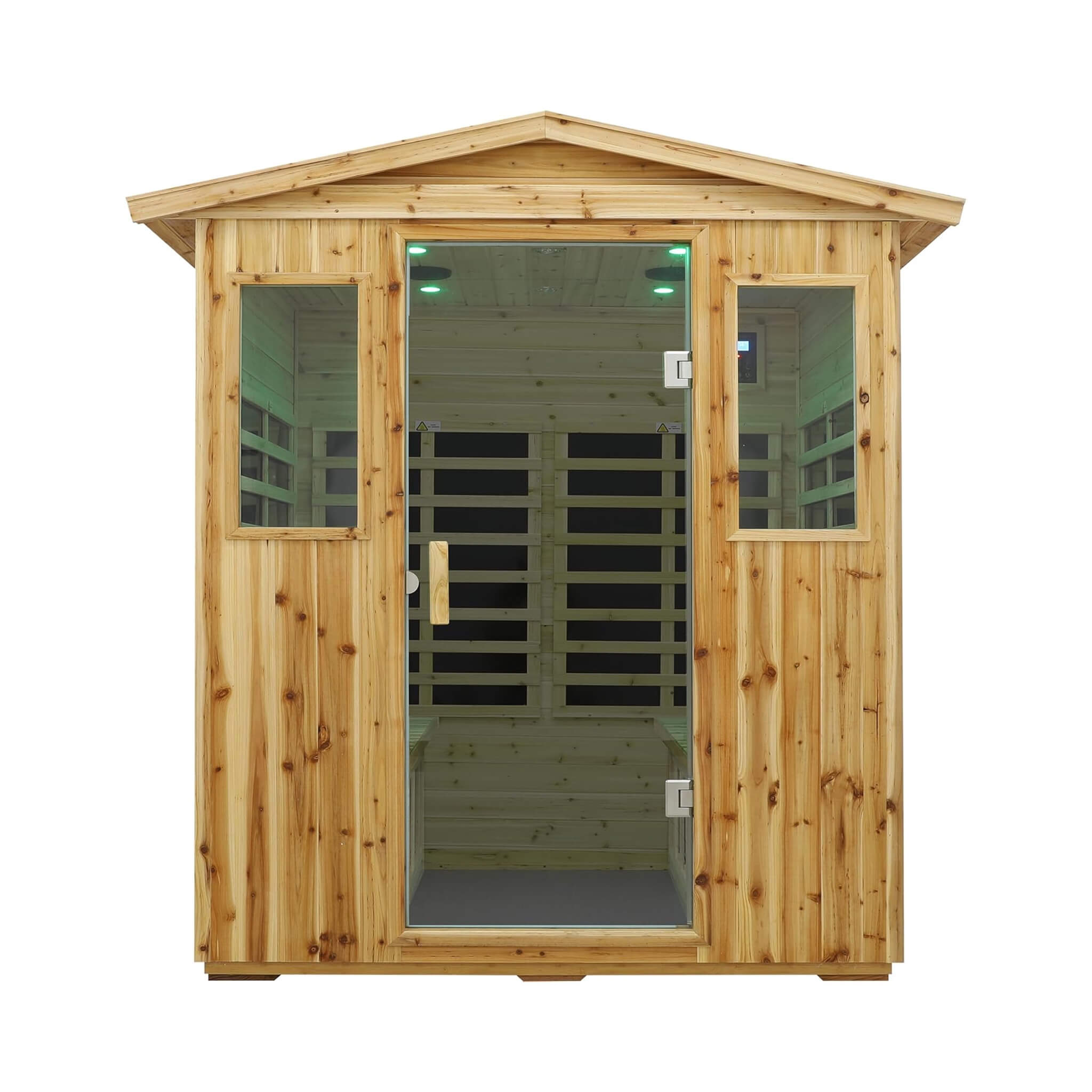 Deluxe 4 - Person Outdoor Infrared Hemlock Sauna With Bluetooth Speakers & LED Lighting (SAK96371) SAKSBY WHOLESALE