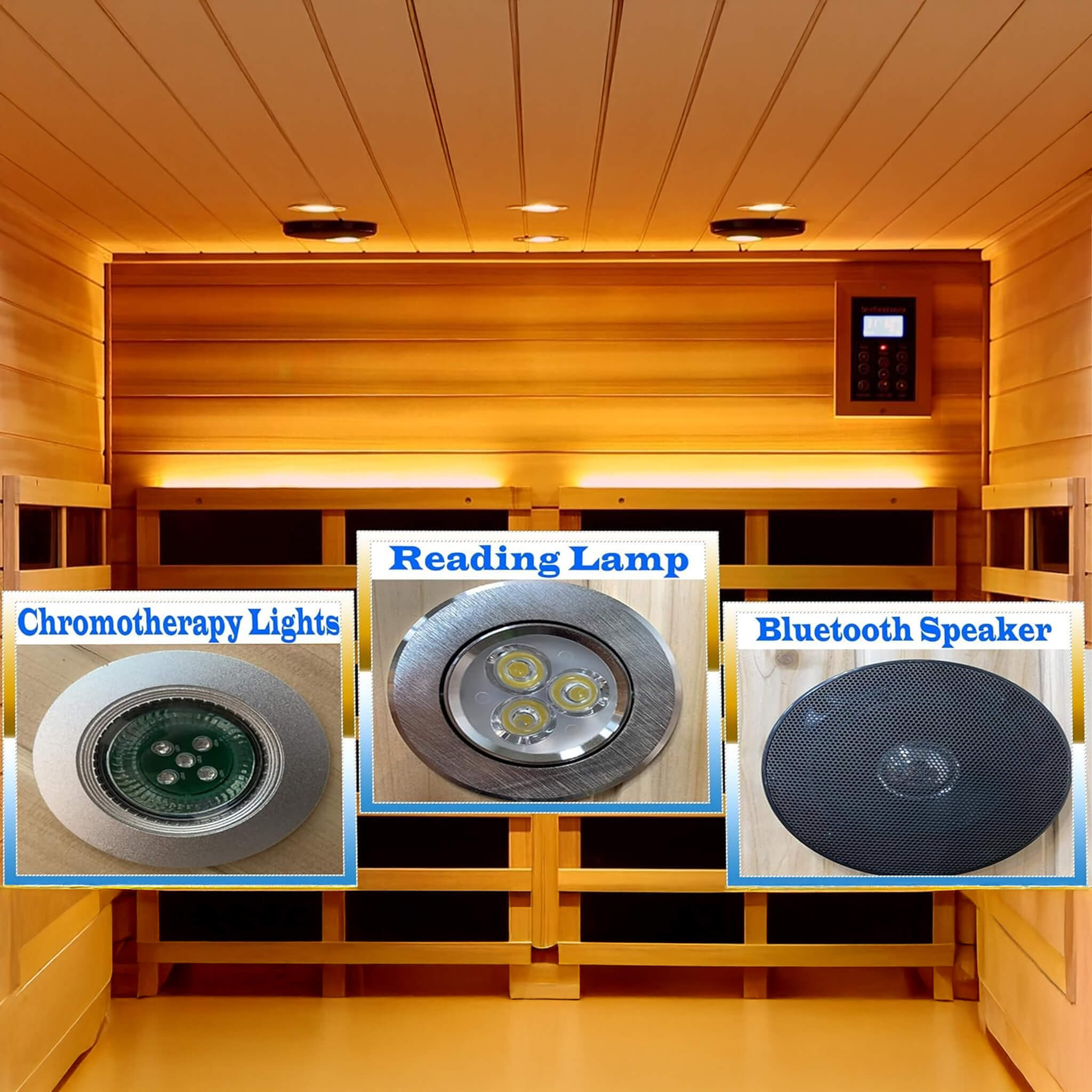 Deluxe 4 - Person Outdoor Mahogany Full Spectrum Ultra - Low EMF FAR Infrared Sauna With Chromotherapy And Bluetooth Speakers (SAK98263) SAKSBY WHOLESALE