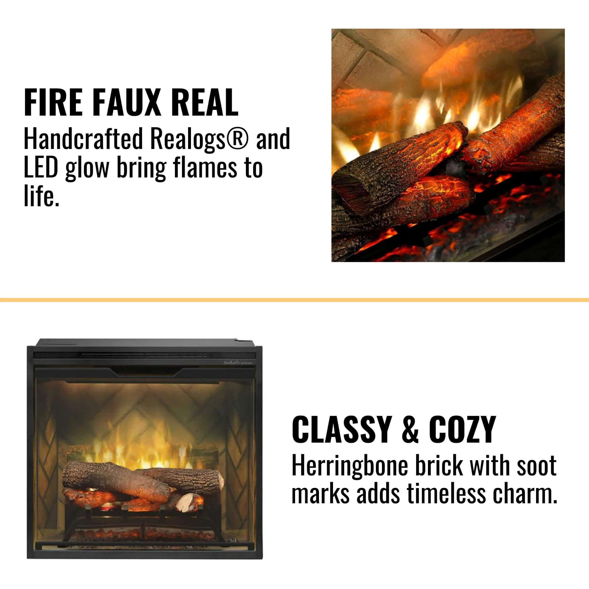 Dimplex Revillusion Herringbone Brick Built - In Electric Firebox With Front Glass [RBF30/36/42] (SAK12893) SAKSBY WHOLESALE