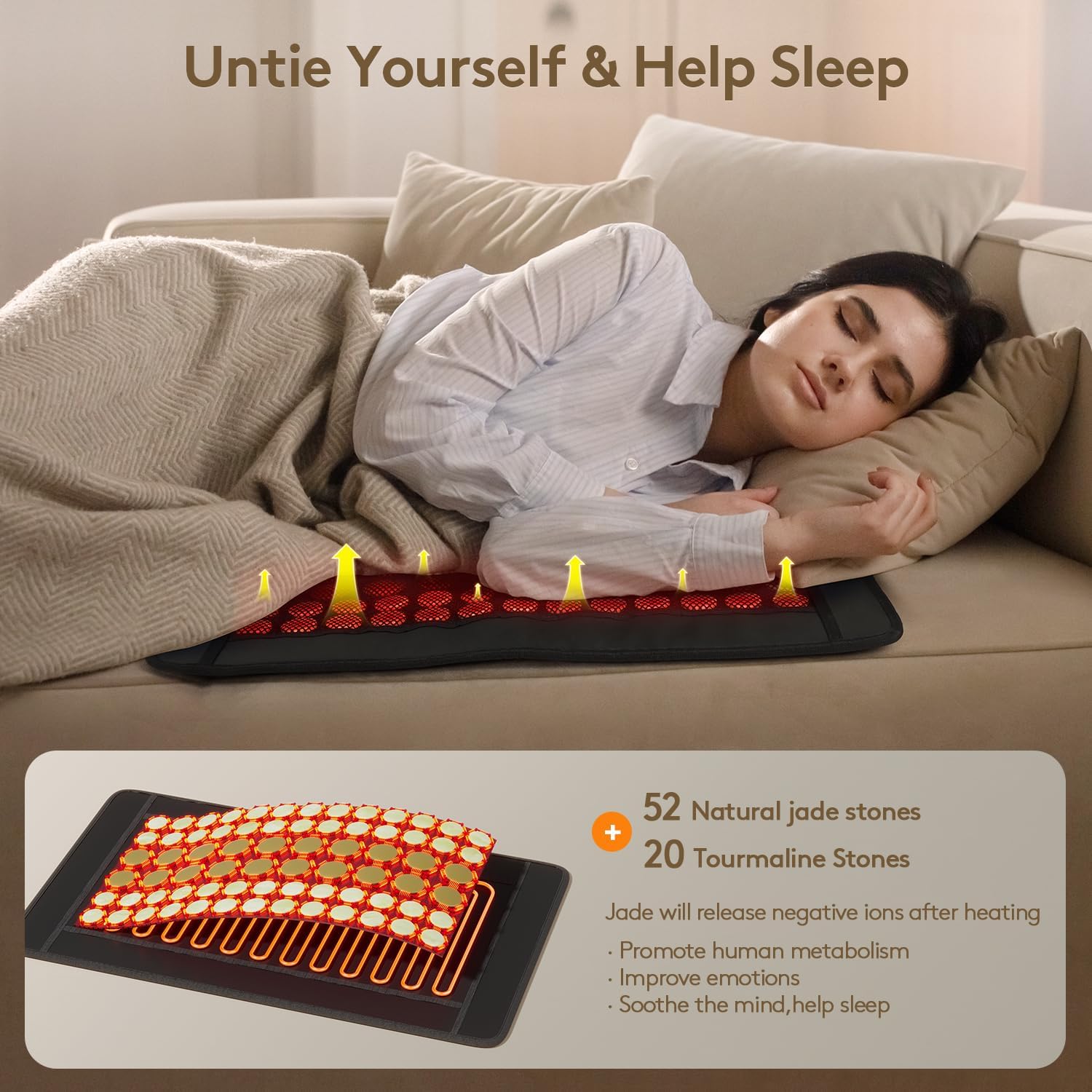 Far Infrared Natural Jade and Tourmaline Heating Pad, 23.5" x 16" iReliev