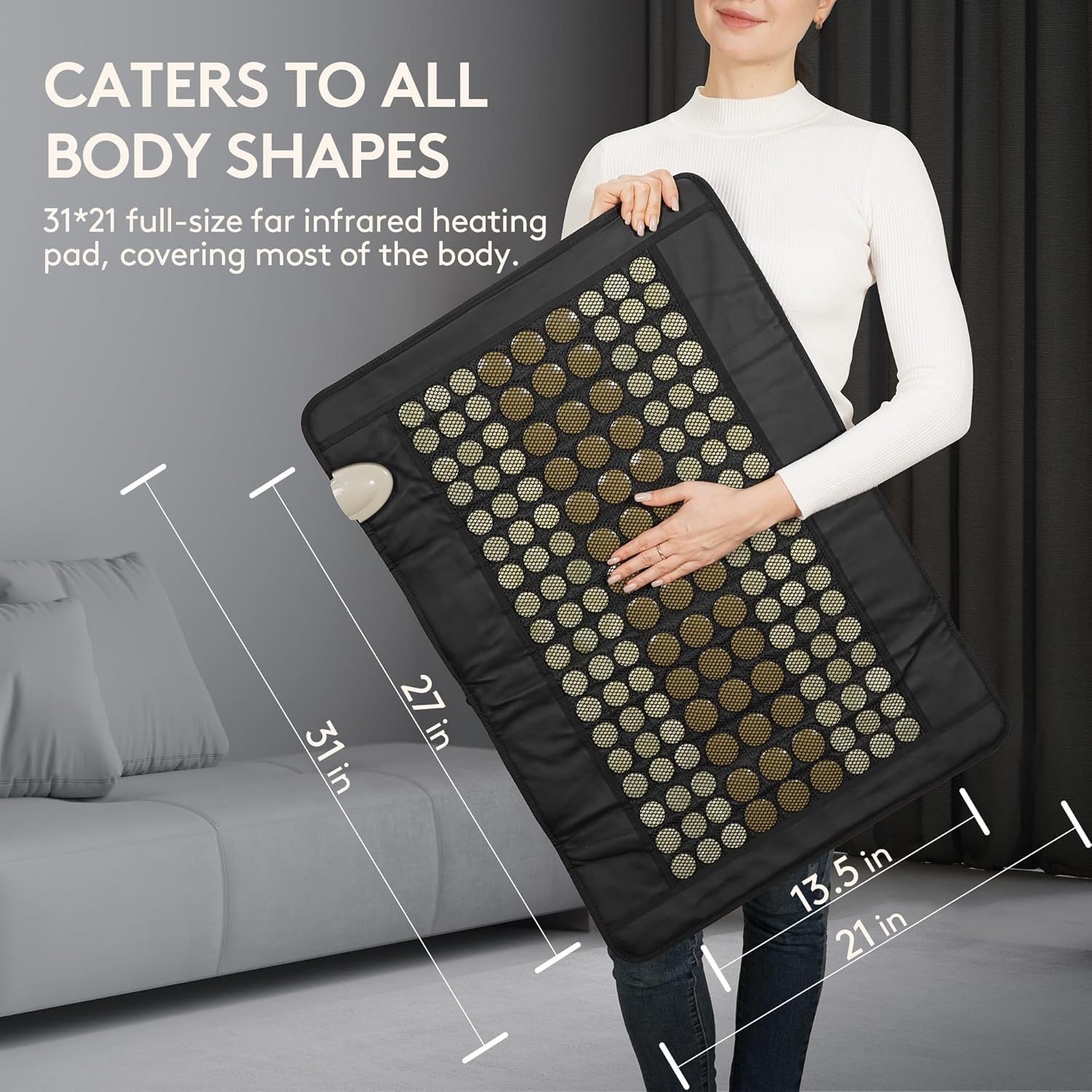 Far Infrared Natural Jade and Tourmaline Heating Pad, 31" x 21" iReliev