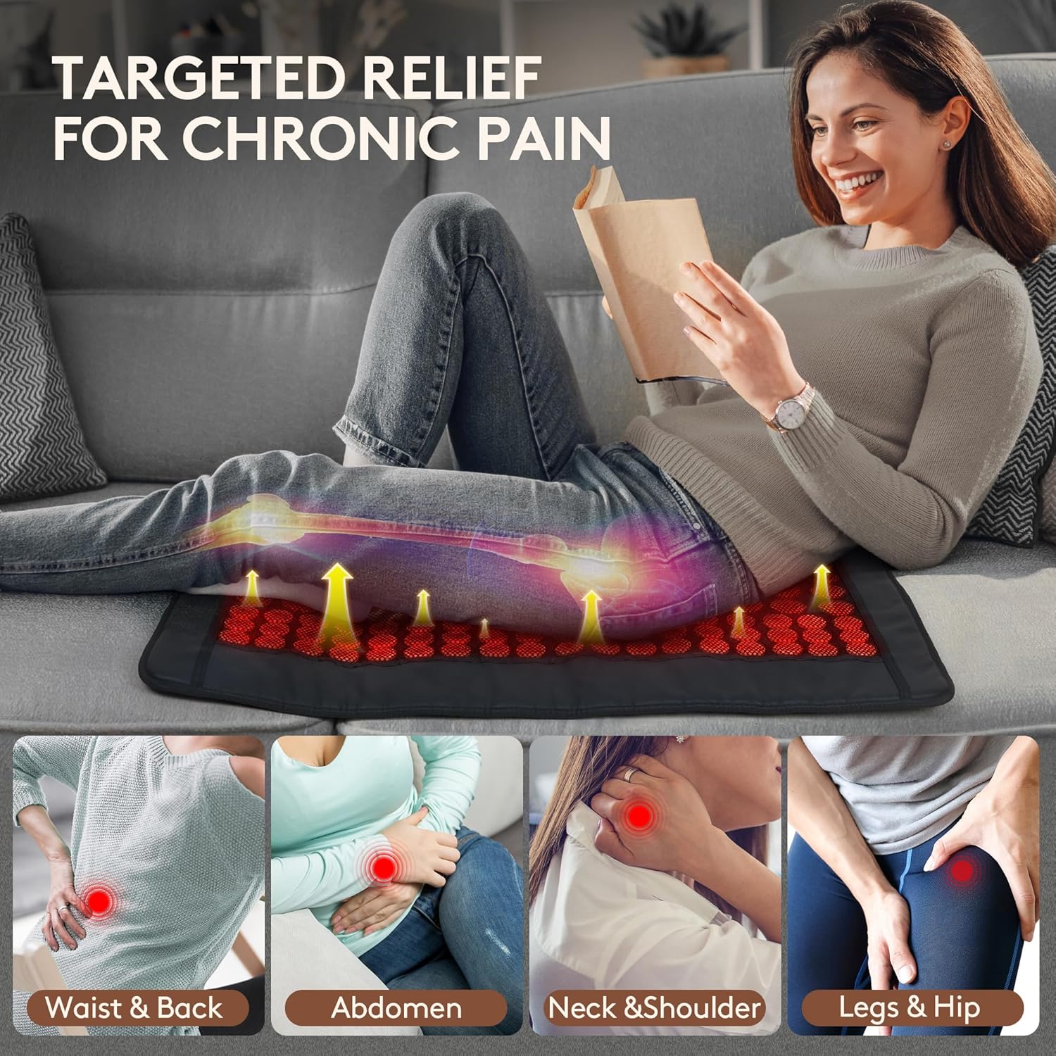 Far Infrared Natural Jade and Tourmaline Heating Pad, 31" x 21" iReliev