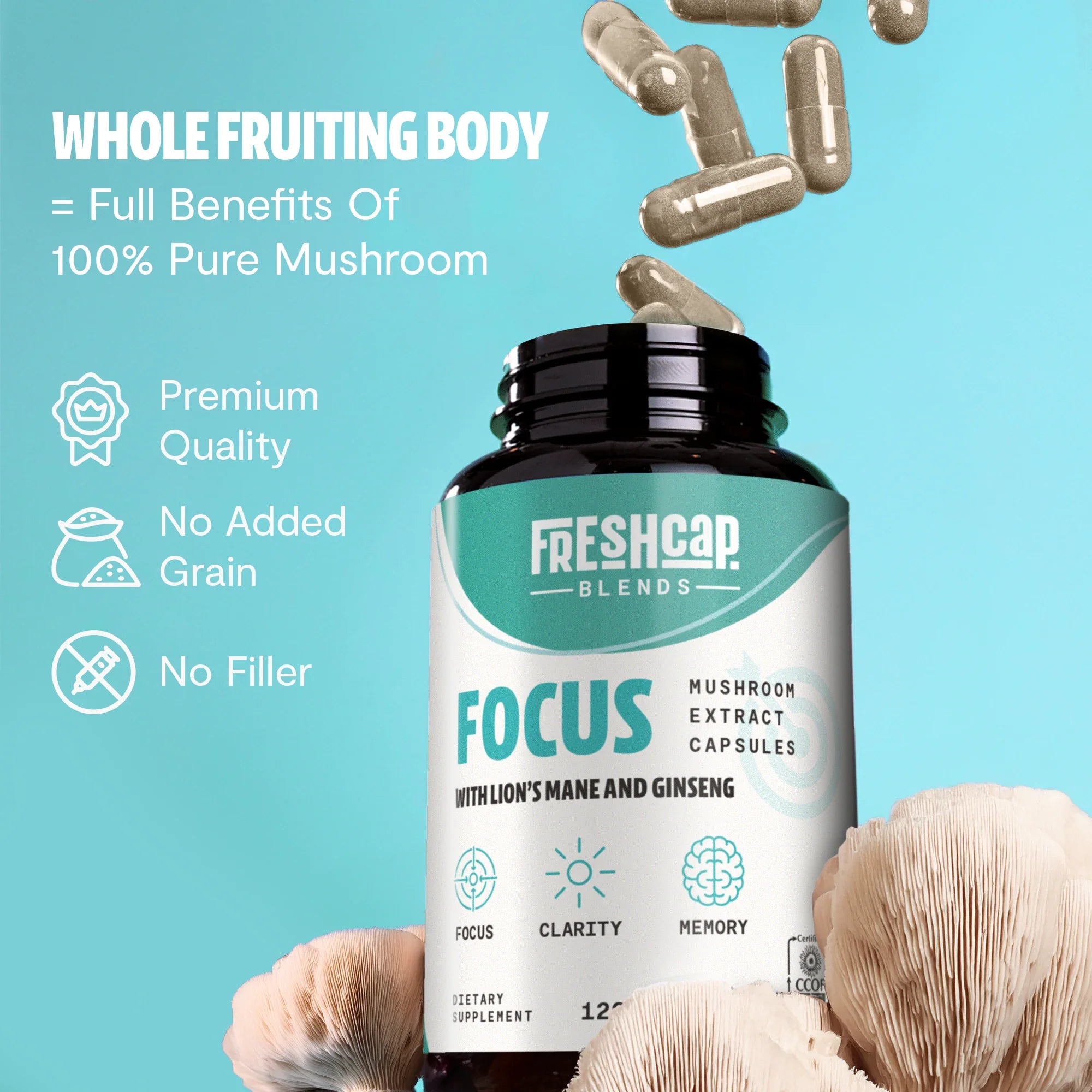 Focus Blend Capsules, 120ct FreshCap Mushrooms