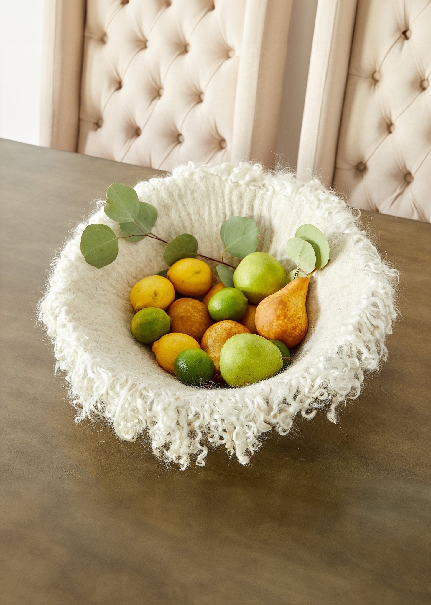 Fringed Skirt Decorative Wool Natural Bowl Kanju Interiors