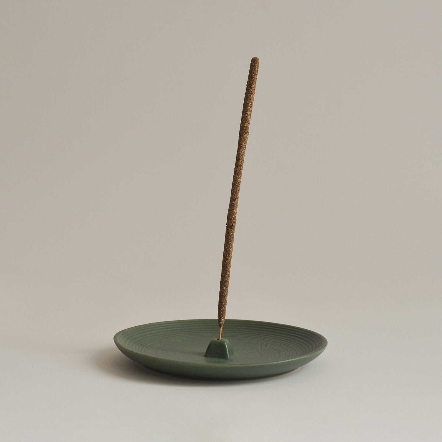 Green Ceramic Incense Holder Plate CEDAR AND MYRRH