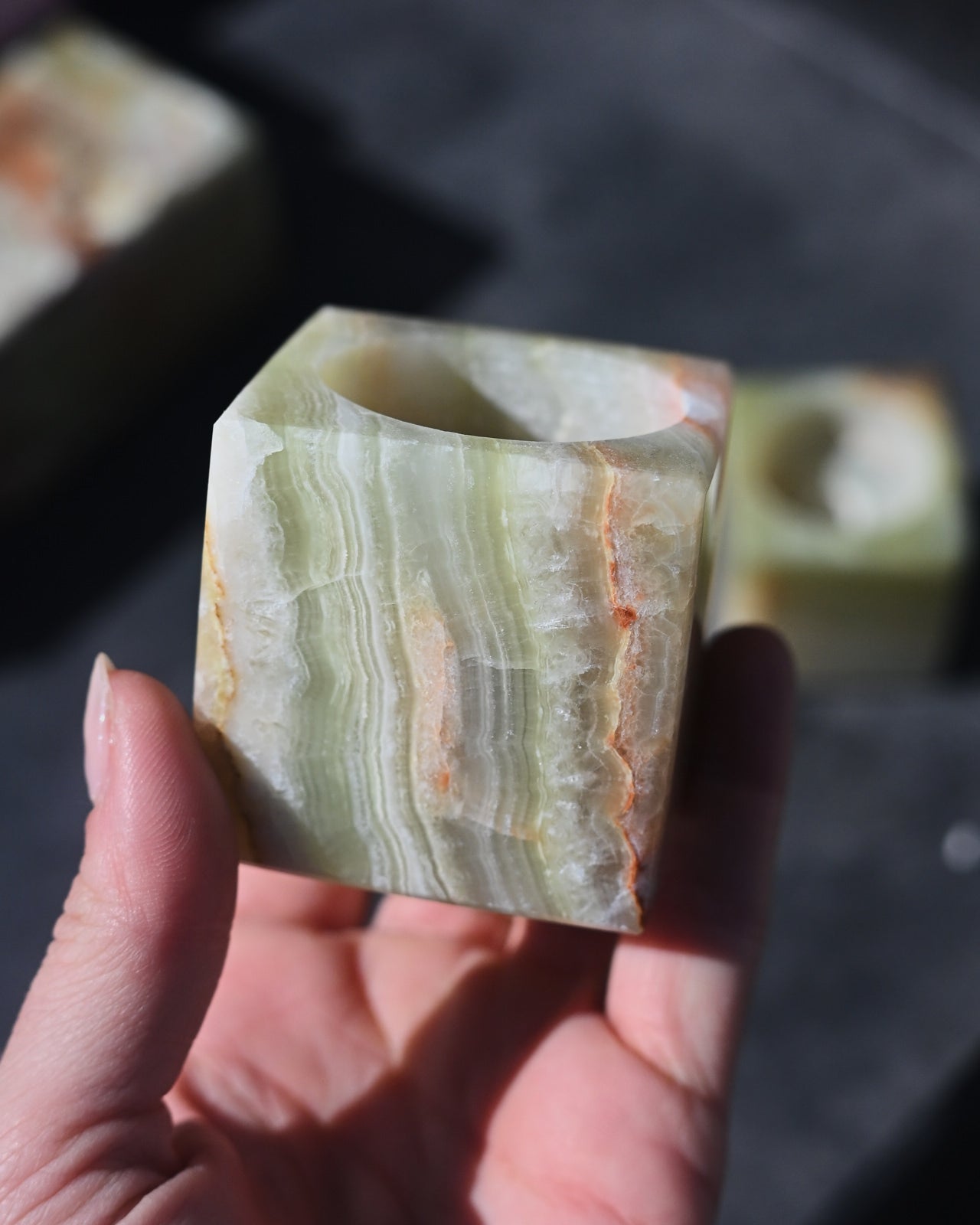 Green Onyx Candle Holder CRYSTALS.COM