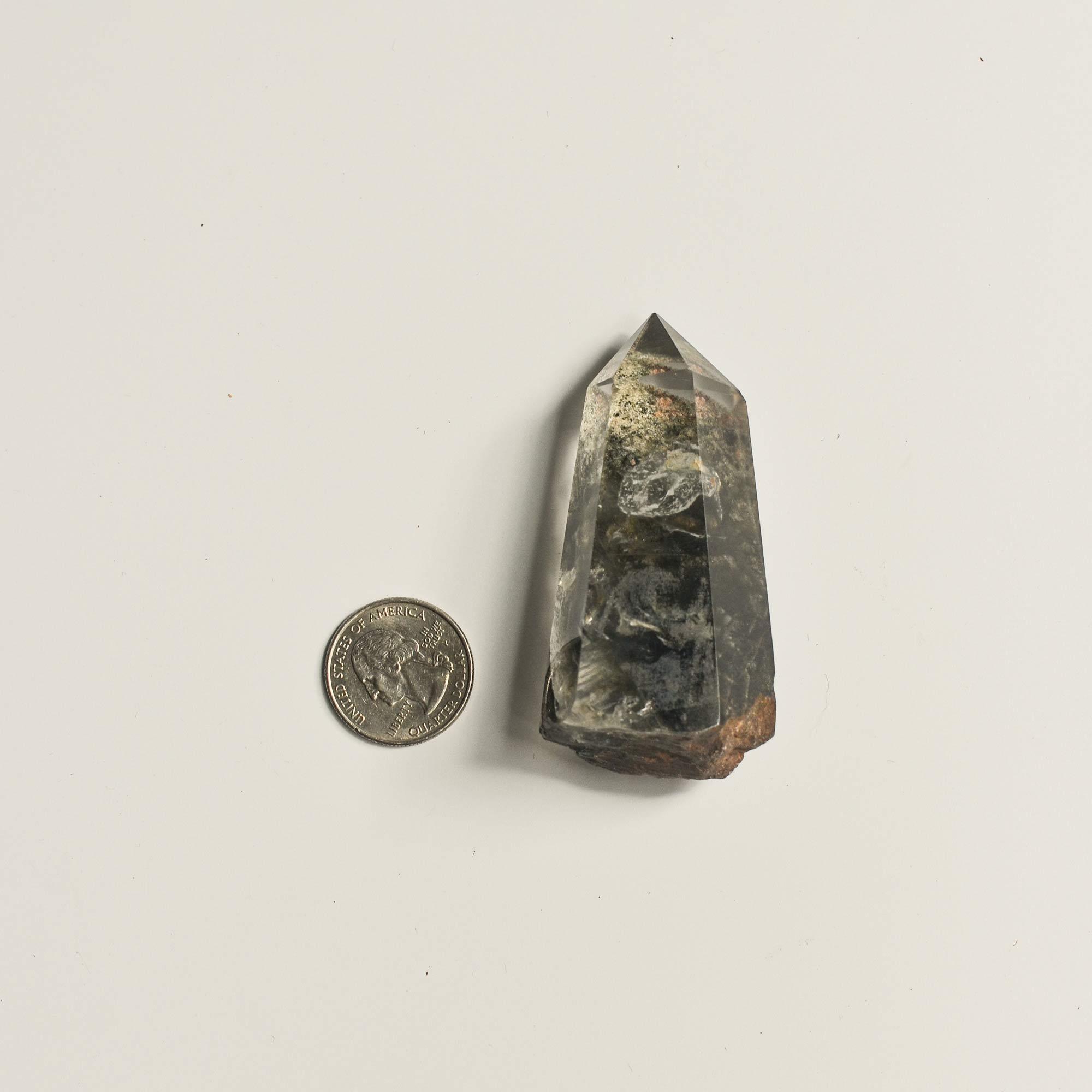 Hematite Phantom Quartz Crystal Tower | Tall CEDAR AND MYRRH