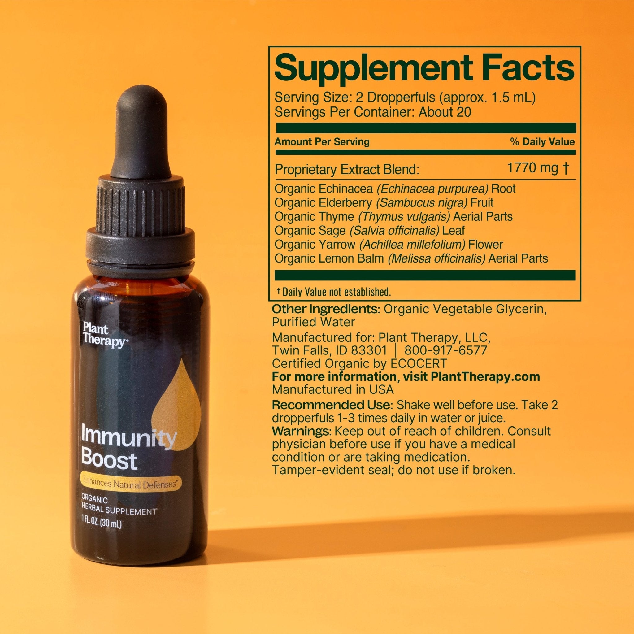 Immunity Boost Organic Herbal Supplement Plant Therapy