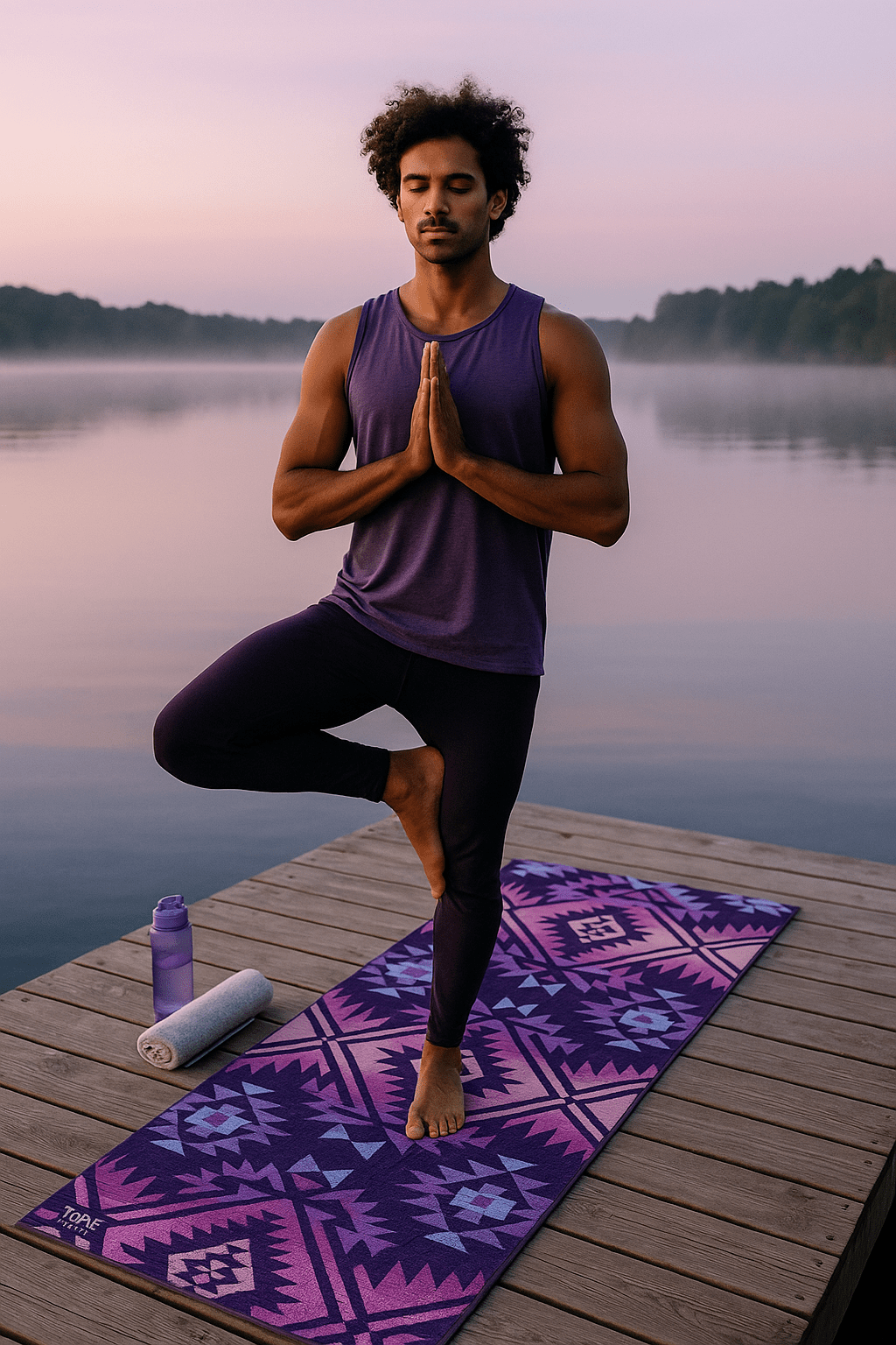 Jerome Midnight Yoga Mat – 6 mm Extra Thick, Double - Sided Non - Slip, Eco - Friendly PER with Deep Purple Midnight Design | Yune Yoga Yune Yoga