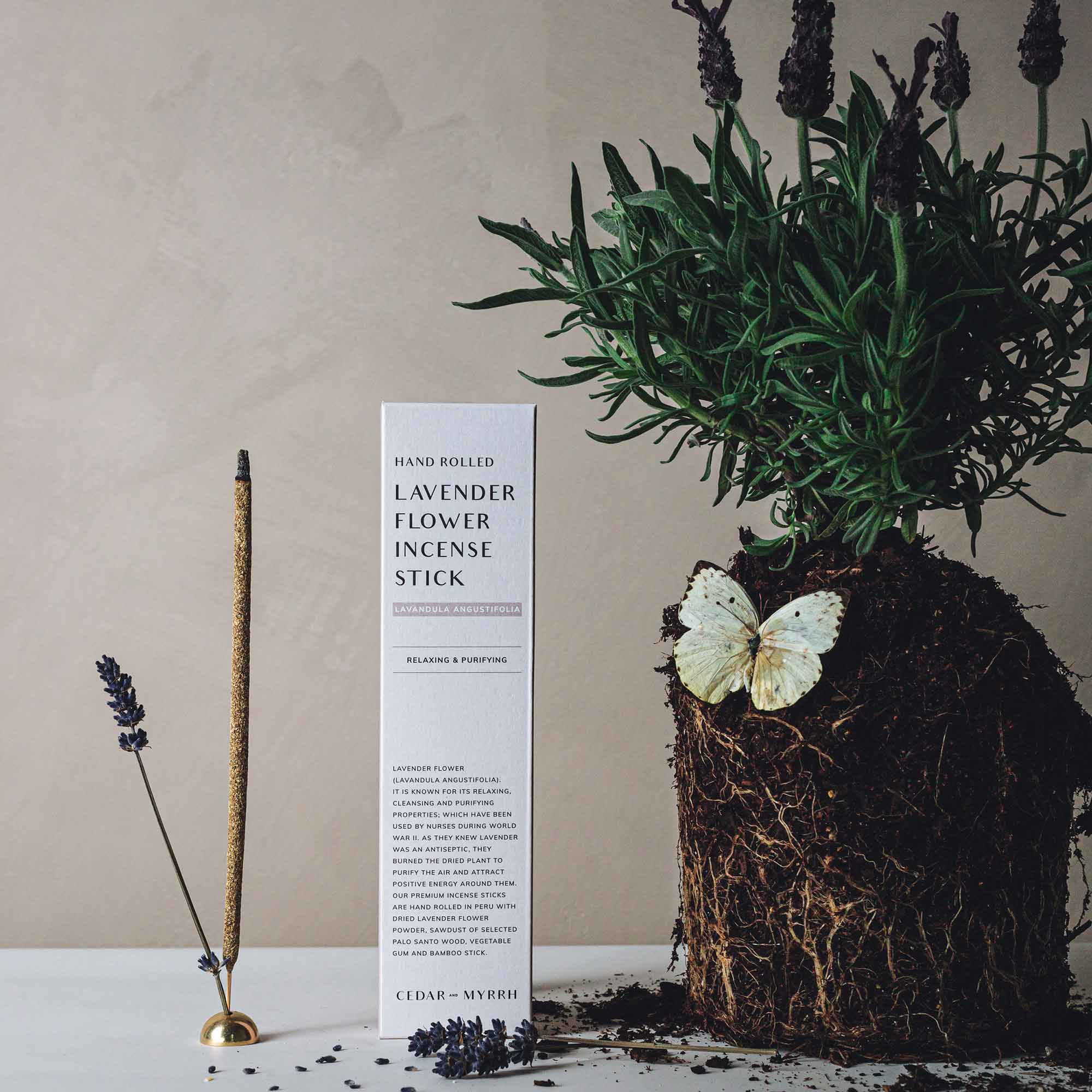 Lavender Incense Sticks – 7 Hand - Rolled Sticks from Peru CEDAR AND MYRRH