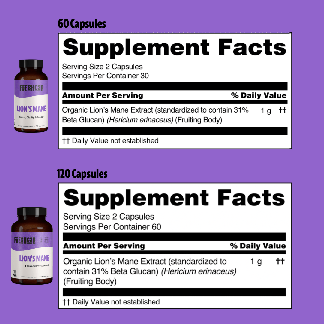 Lion's Mane Mushroom Extract Capsules FreshCap Mushrooms