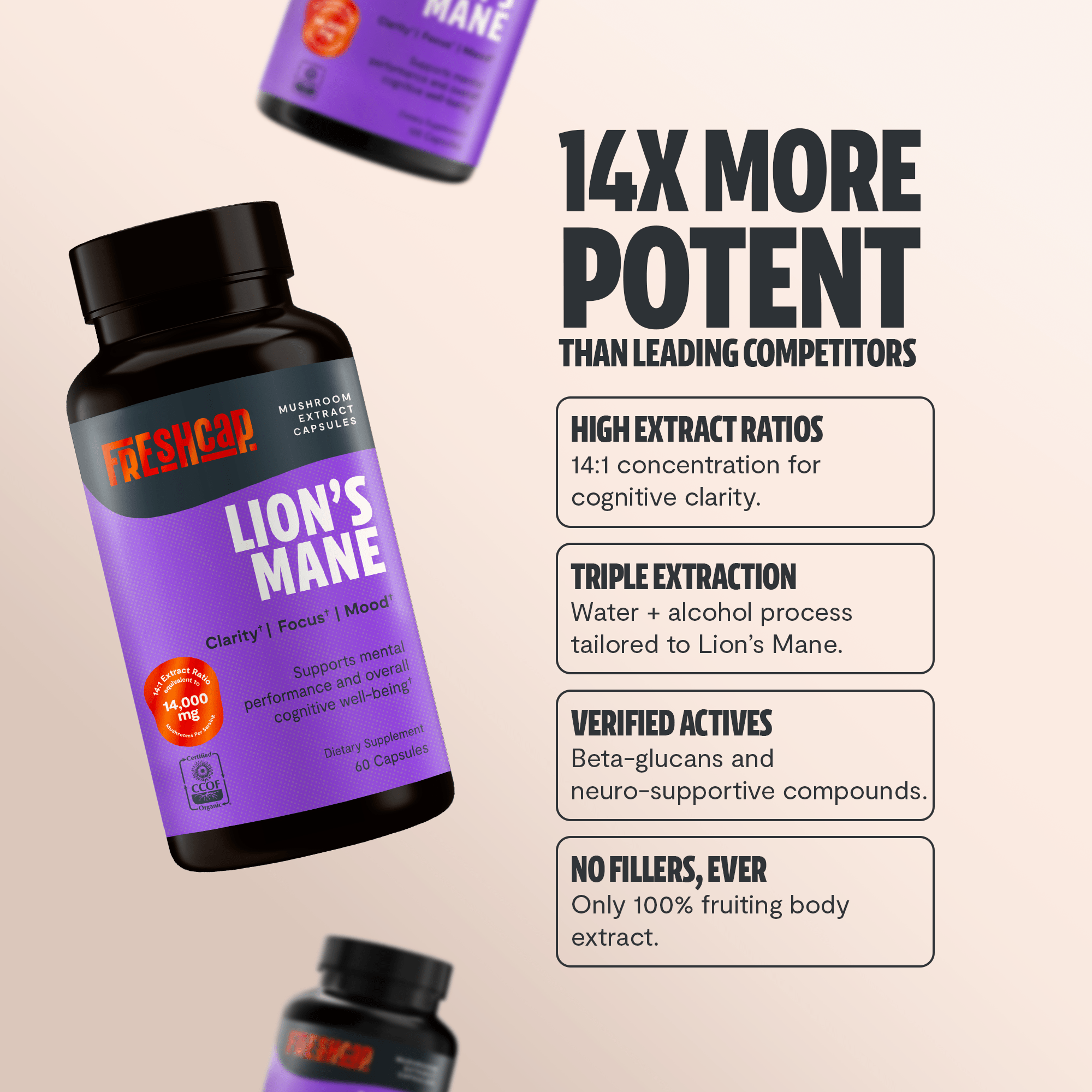 Lion's Mane Mushroom Extract Capsules FreshCap Mushrooms