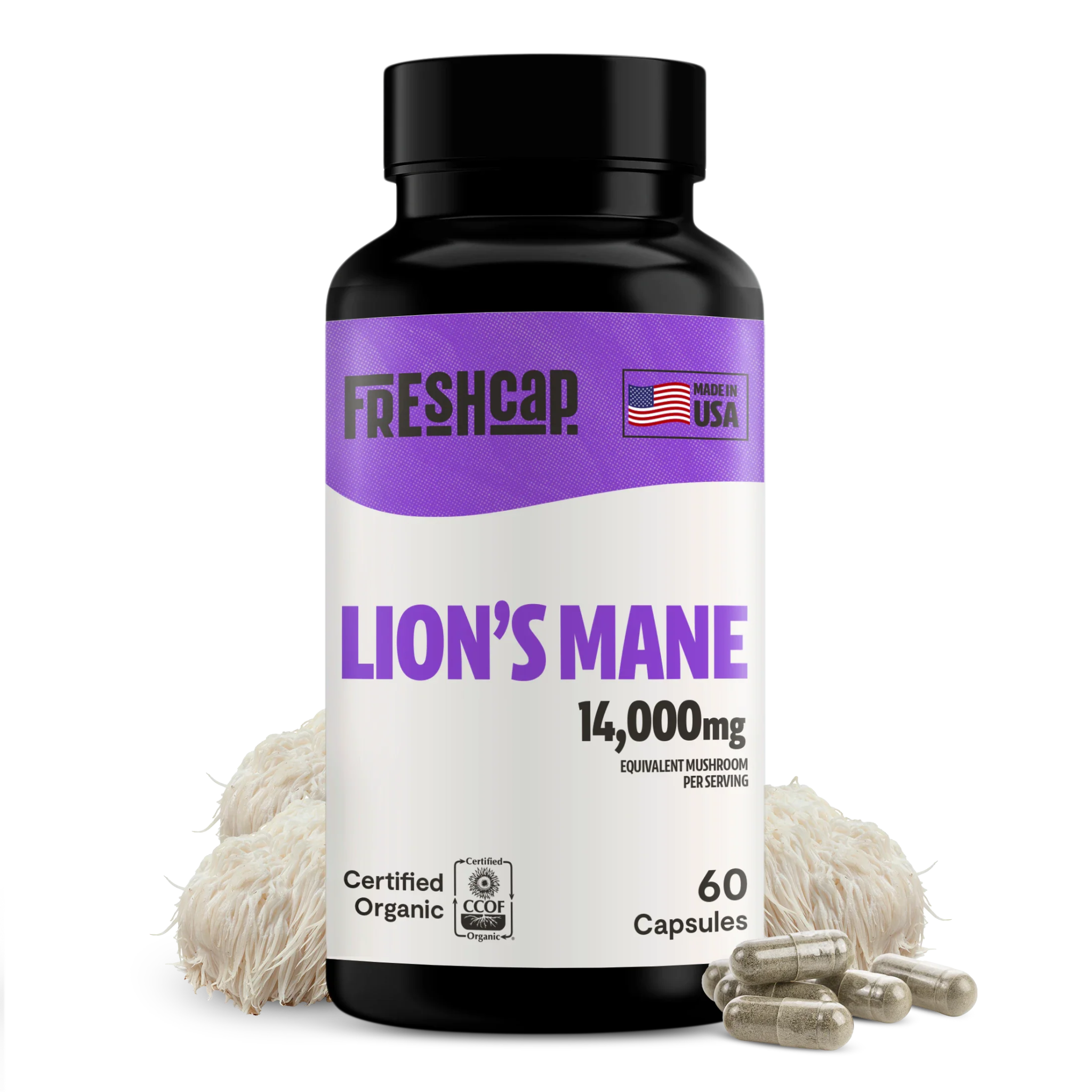 Lion's Mane Mushroom Extract Capsules FreshCap Mushrooms