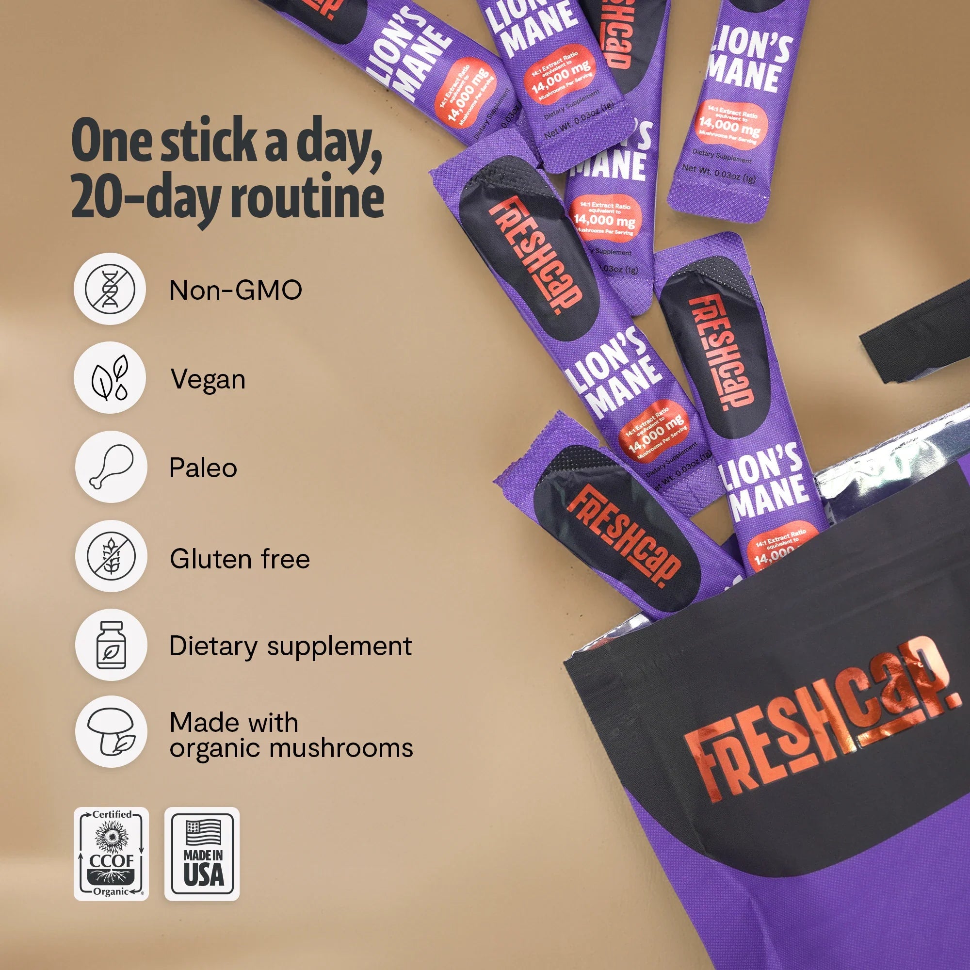 Lion's Mane Mushroom Extract Powder FreshCap Mushrooms