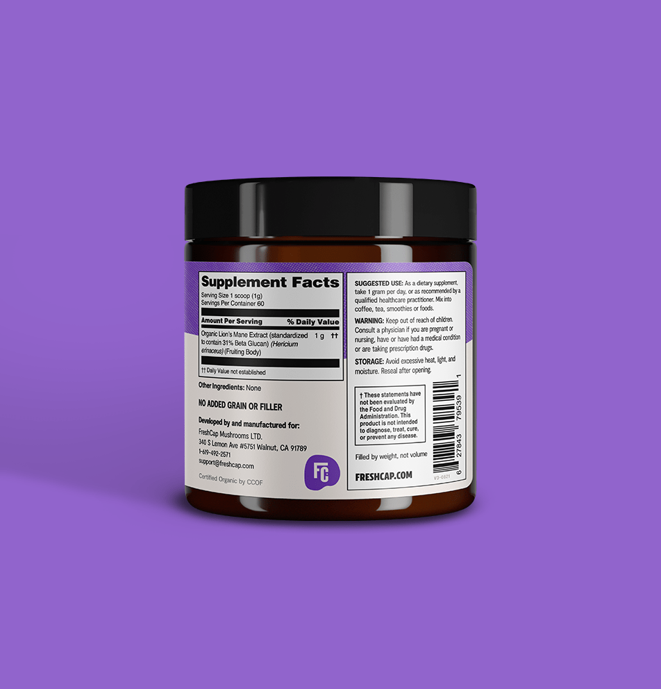 Lion's Mane Mushroom Extract Powder FreshCap Mushrooms