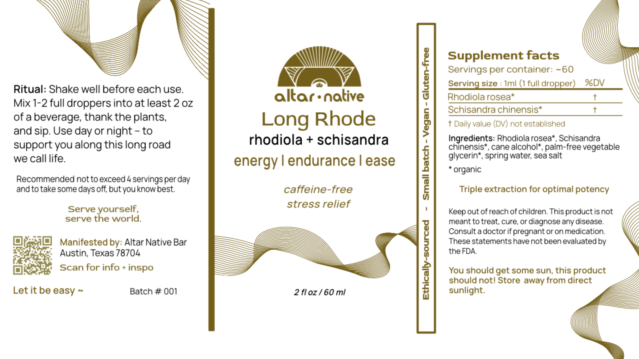 Long Rhode ✦ Rhodiola + Schisandra Tincture Altar Native