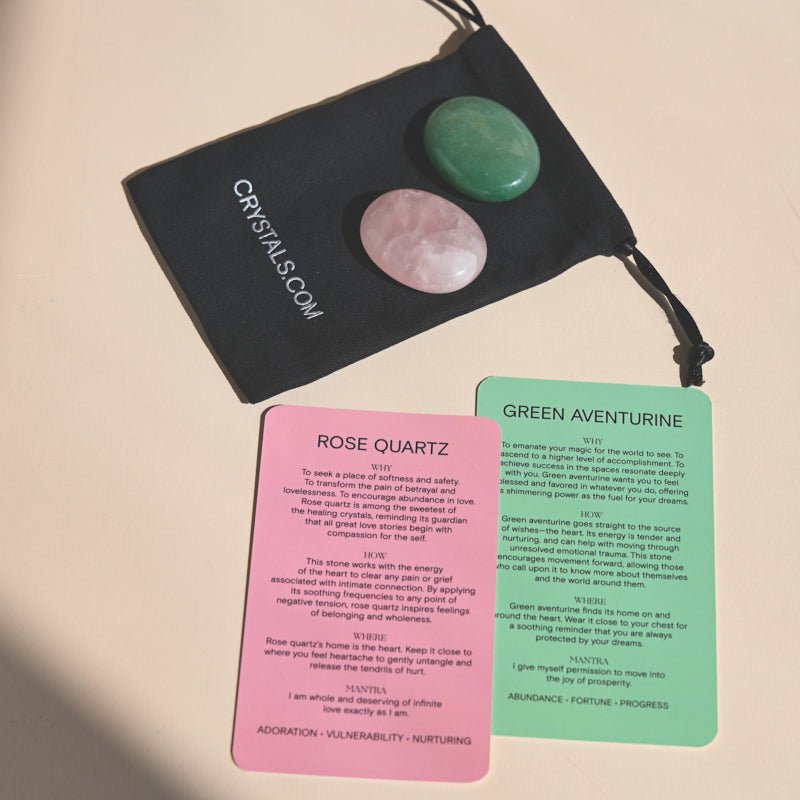 Love Pouch - Rose Quartz / Green Aventurine CRYSTALS.COM