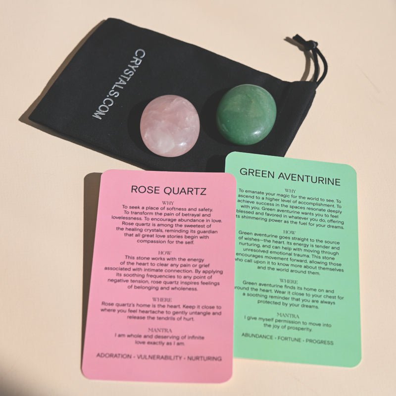 Love Pouch - Rose Quartz / Green Aventurine CRYSTALS.COM