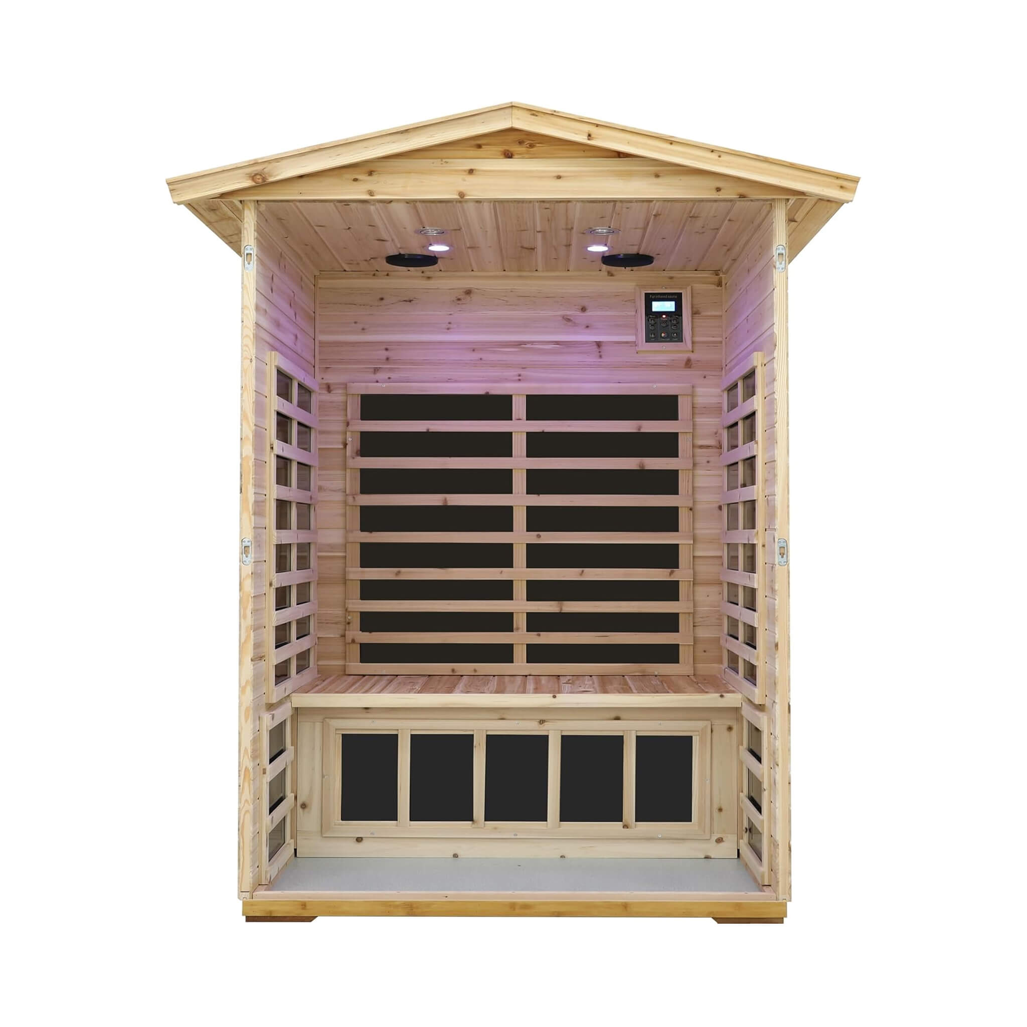 Luxury 2 - Person Outdoor Low EMF Hemlock Infrared Sauna With Bluetooth And Chromotherapy Light (SAK97318) SAKSBY WHOLESALE
