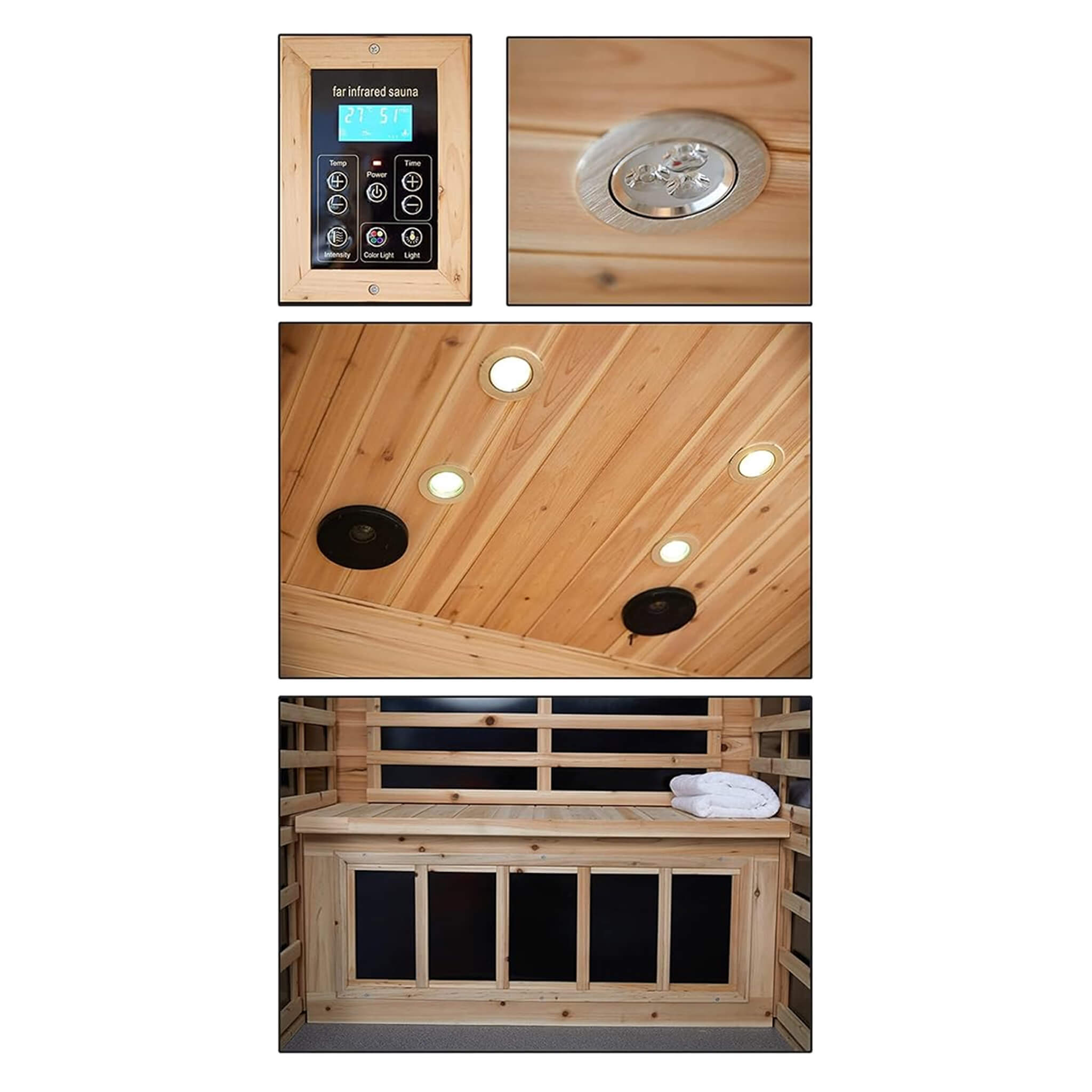 Luxury 2 - Person Outdoor Low EMF Hemlock Infrared Sauna With Bluetooth And Chromotherapy Light (SAK97318) SAKSBY WHOLESALE
