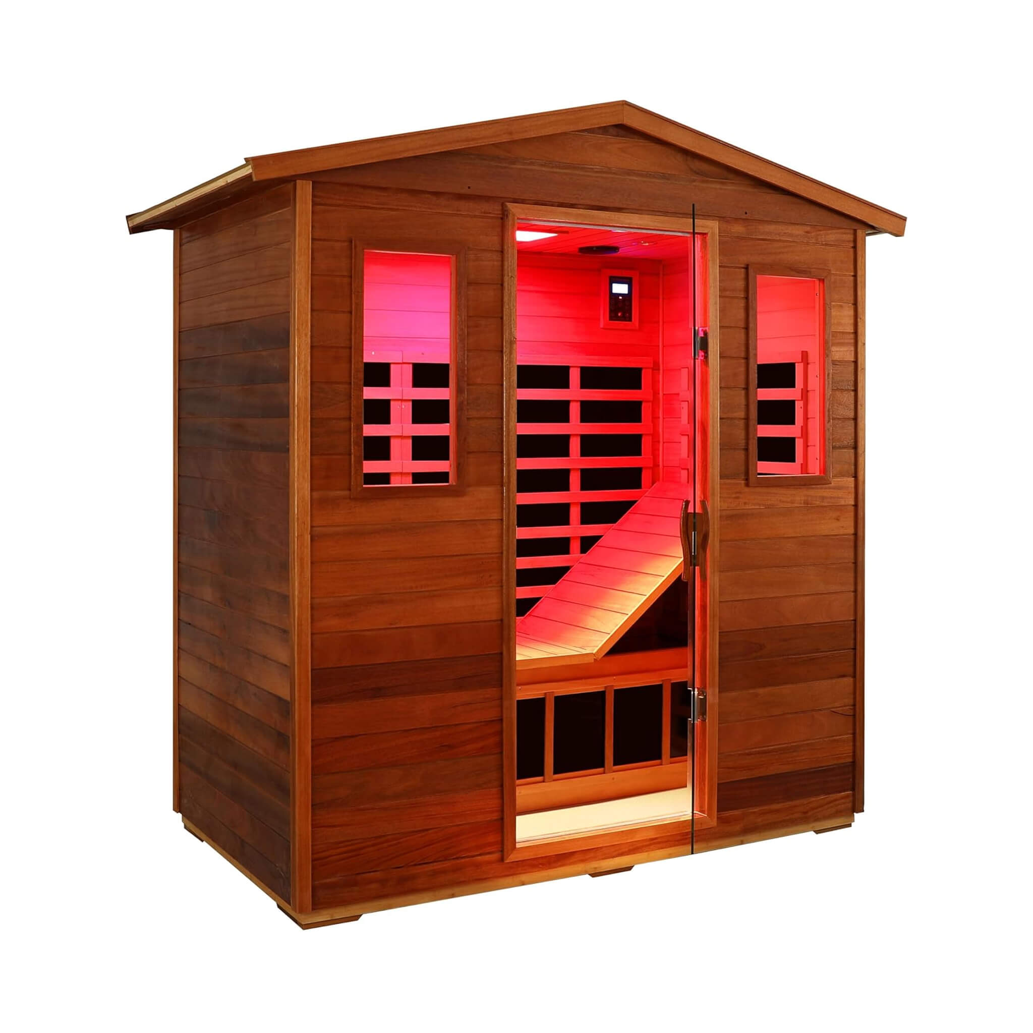 Luxury 3 - Person Outdoor Mahogany Full Spectrum Ultra - Low EMF FAR Infrared Sauna With Chromotherapy And Bluetooth Speakers (SAK83460) SAKSBY WHOLESALE