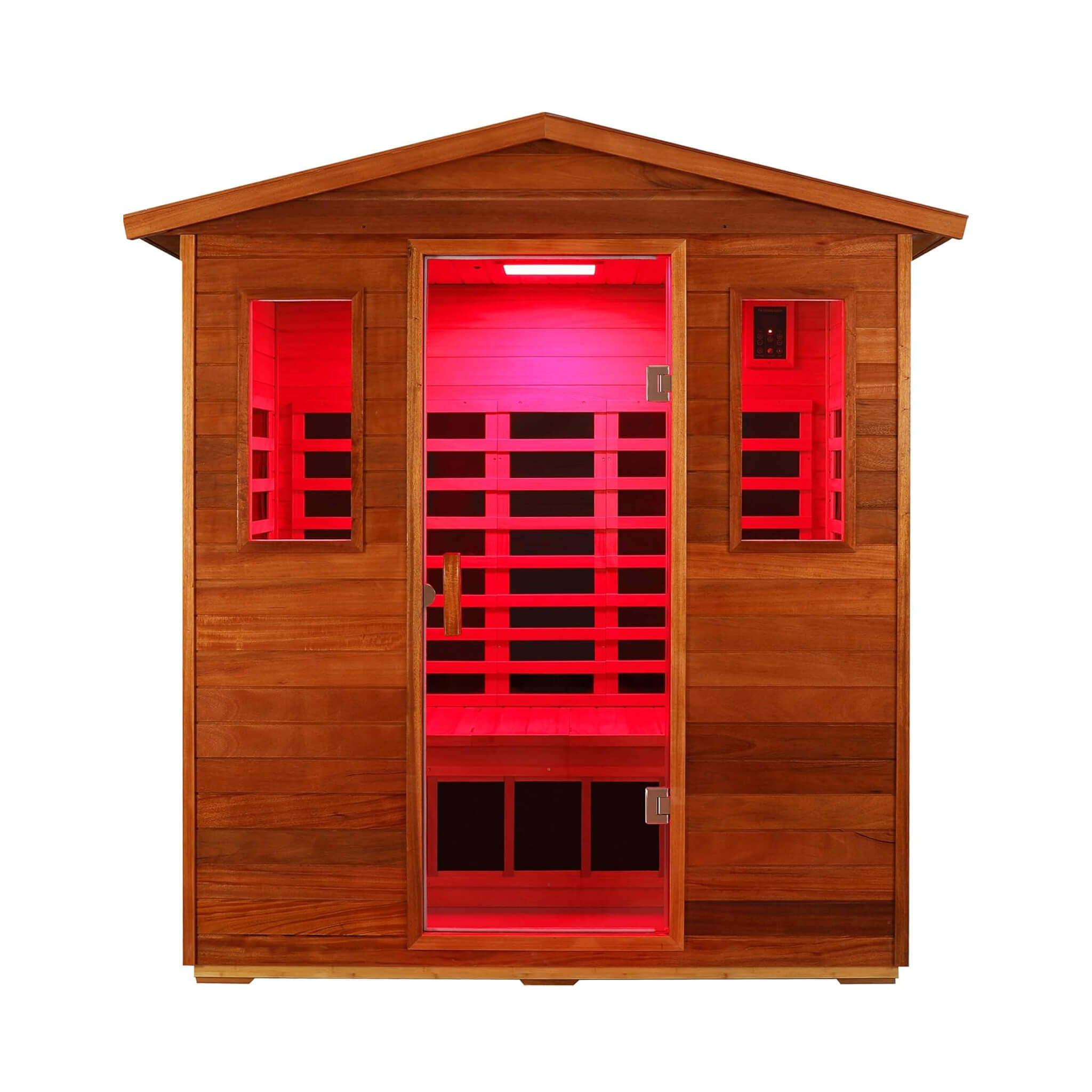 Luxury 3 - Person Outdoor Mahogany Full Spectrum Ultra - Low EMF FAR Infrared Sauna With Chromotherapy And Bluetooth Speakers (SAK83460) SAKSBY WHOLESALE