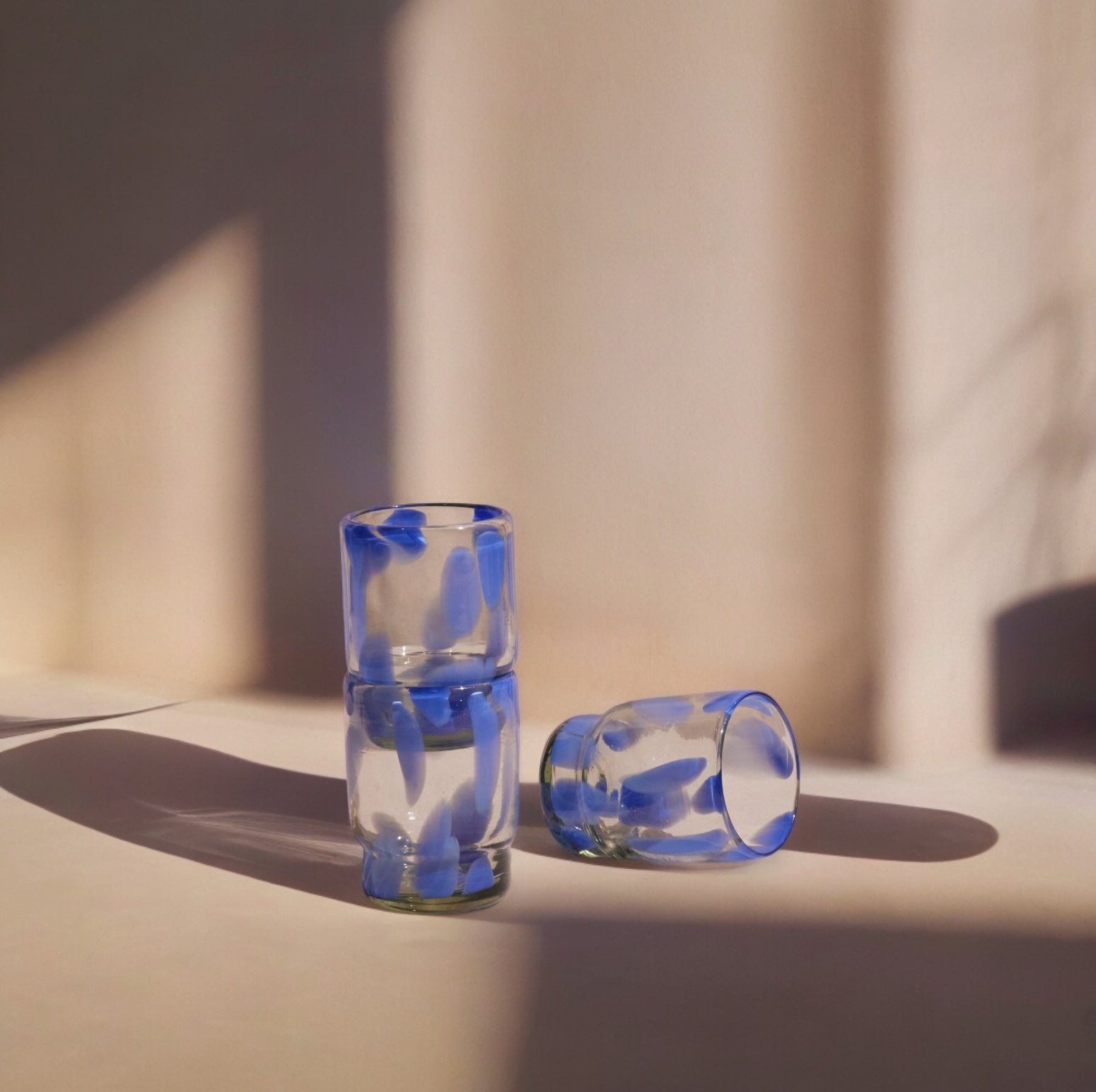 Marta Stackable Glass Blue & Clear (Set of 4) by MESO MESO