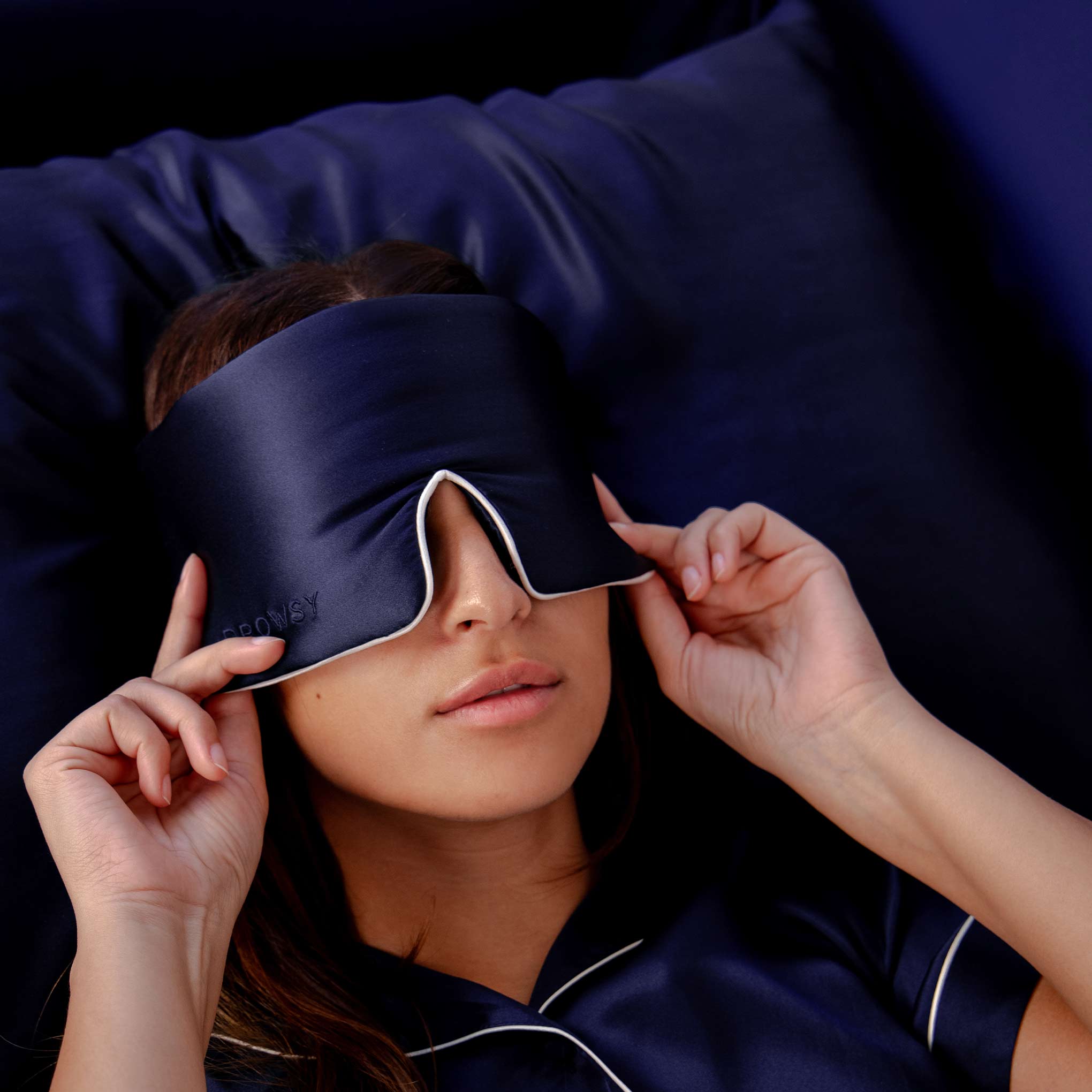 Midnight Blue Silk Pillowcase Drowsy