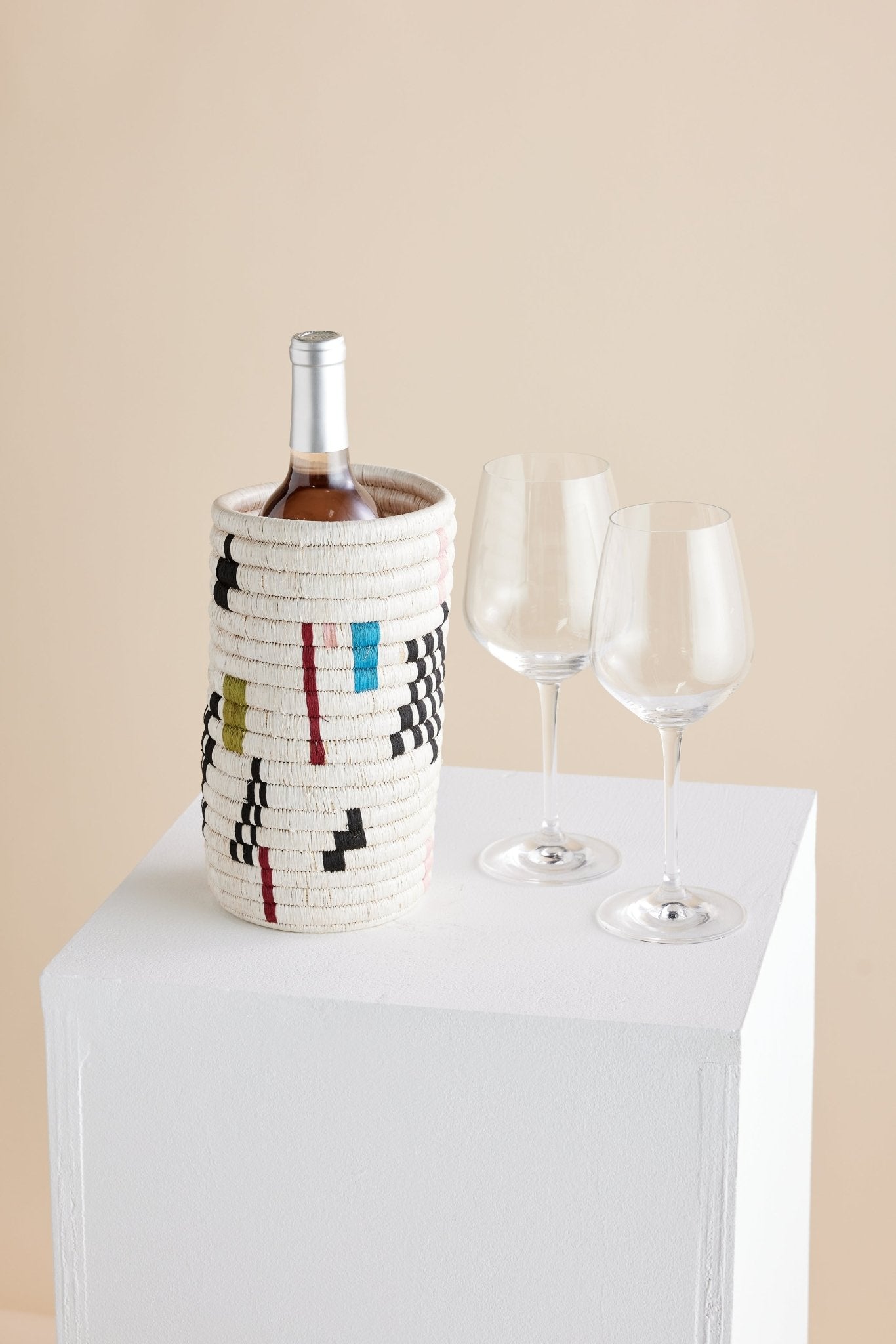Mosaic Woven Vase or Wine Holder Kanju Interiors