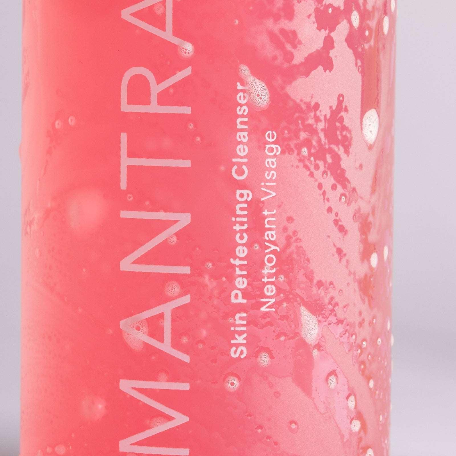 M.S Skincare MANTRA Skin Perfecting Cleanser -Ayurvedic Pink gel in a frosted white bottle with white printing