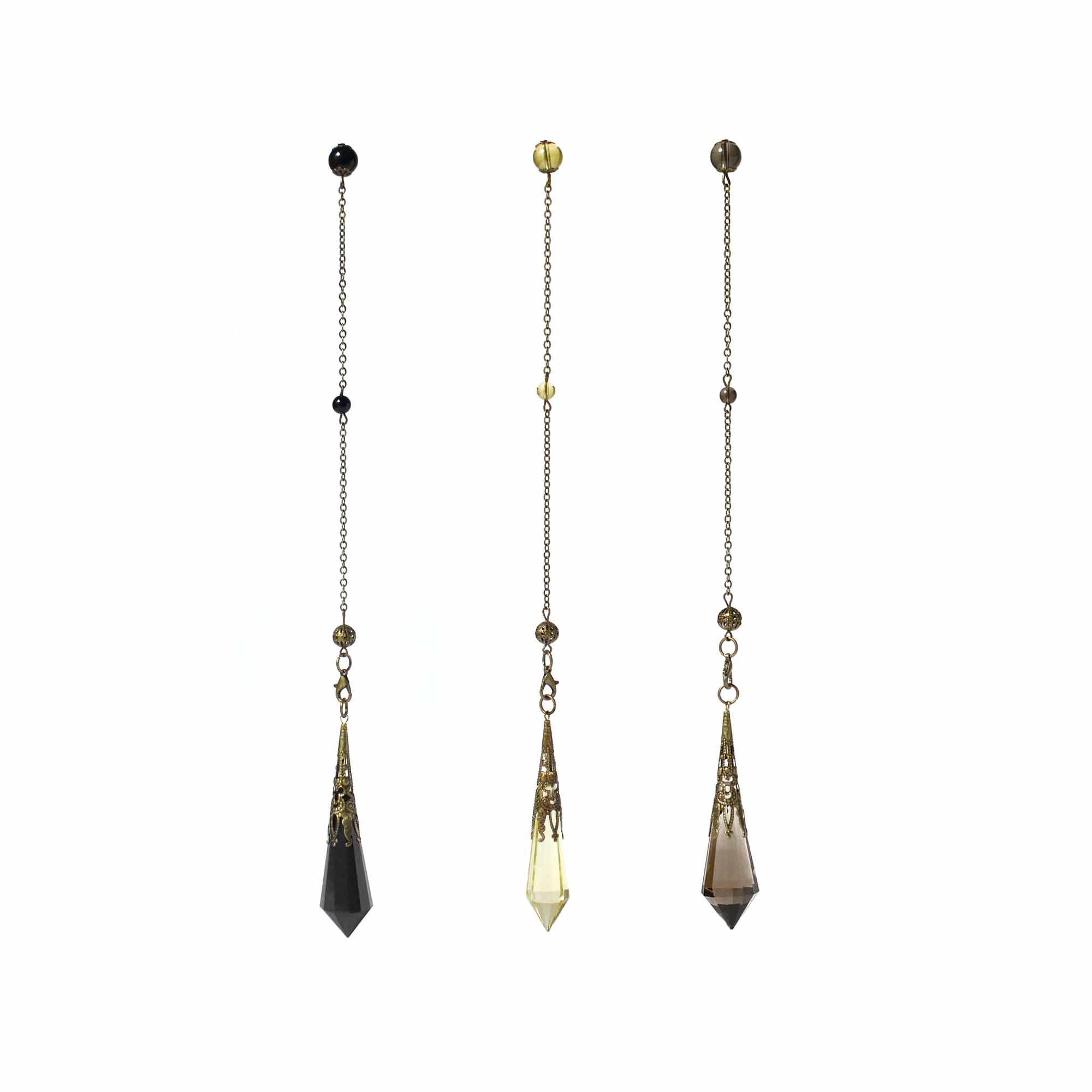Natural Crystal Pendulum Bundle - (Obsidian, Citrine, Smoky Quartz) CEDAR AND MYRRH