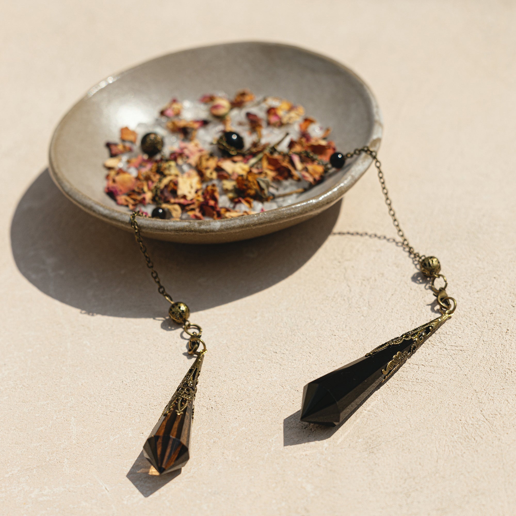 Natural Smoky Quartz Crystal Divination Pendulum CEDAR AND MYRRH