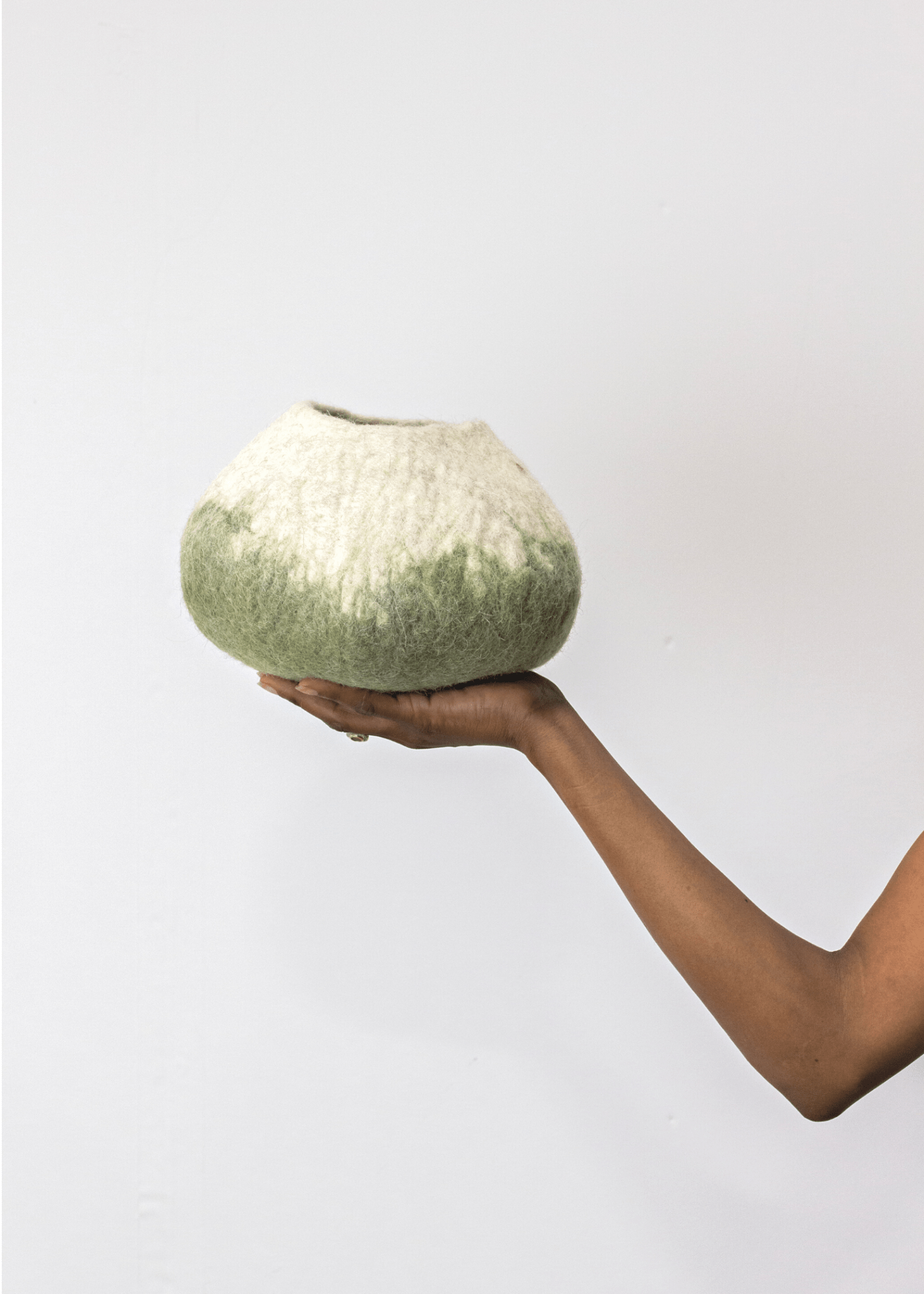 Olive Green Ombre Wool Decorative Ukhamba Bowl Kanju Interiors