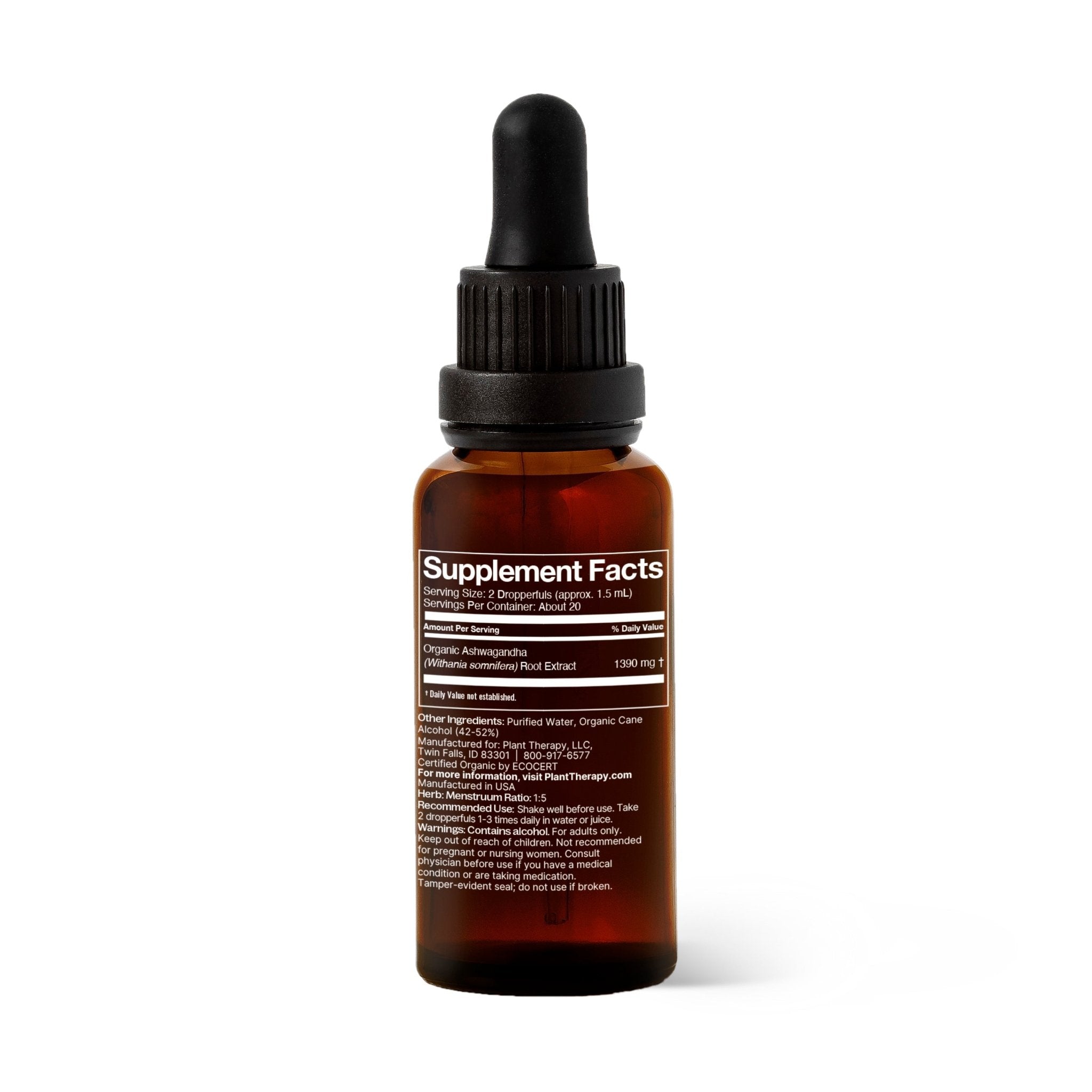 Organic Ashwagandha Herbal Tincture Plant Therapy
