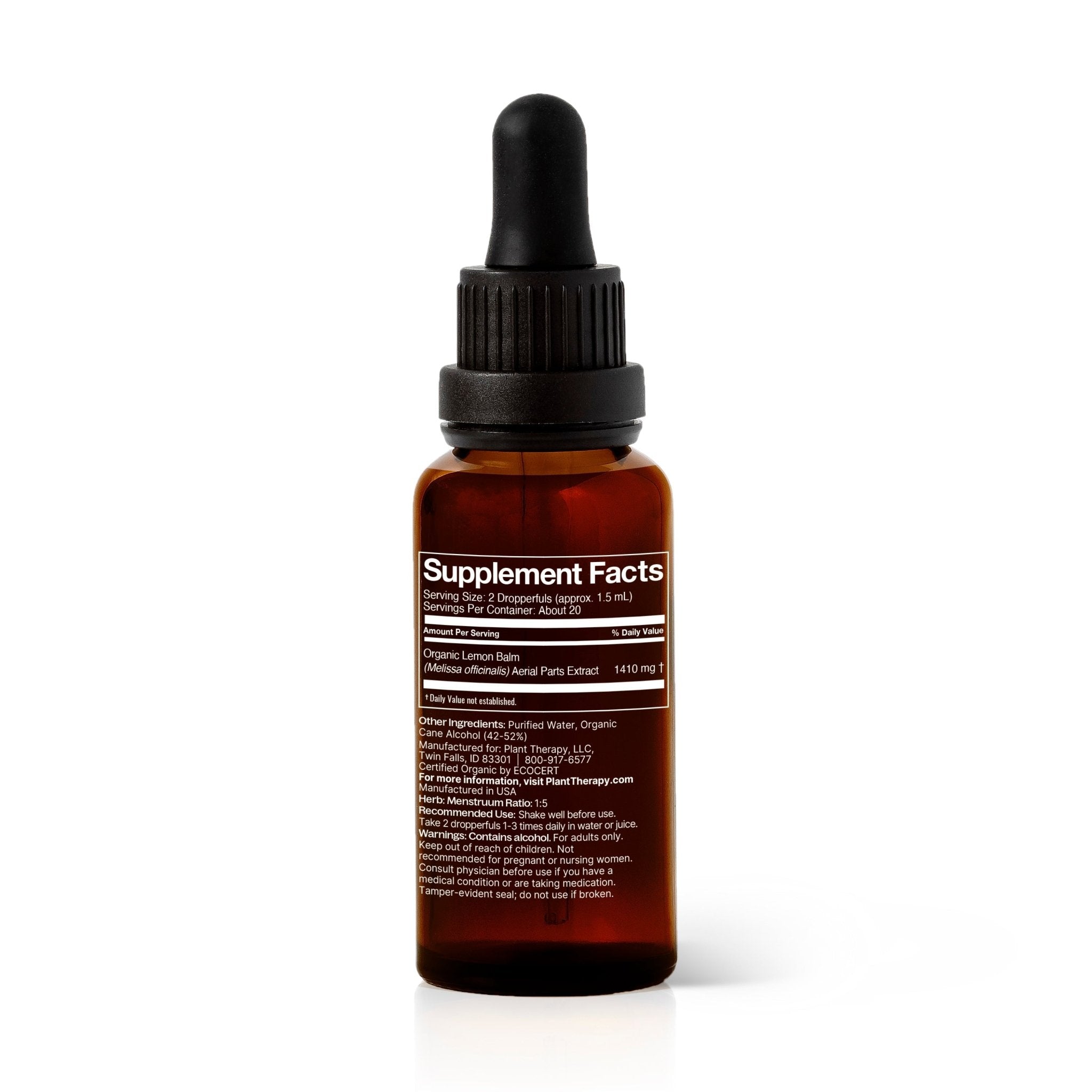 Organic Lemon Balm Herbal Tincture Plant Therapy