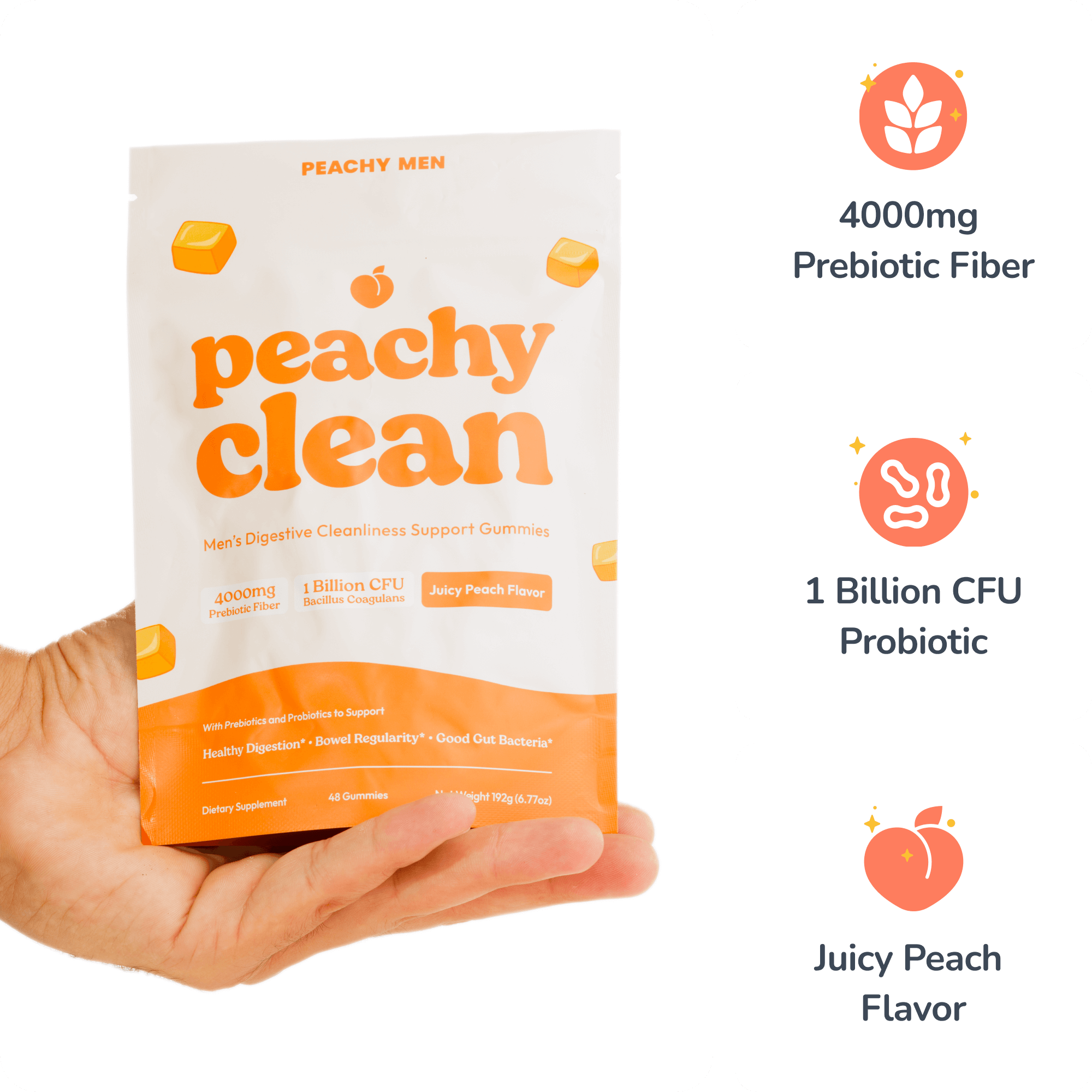 Peachy Clean Pre+Probiotic Fiber Gummies - 2 Pack Peachy Men