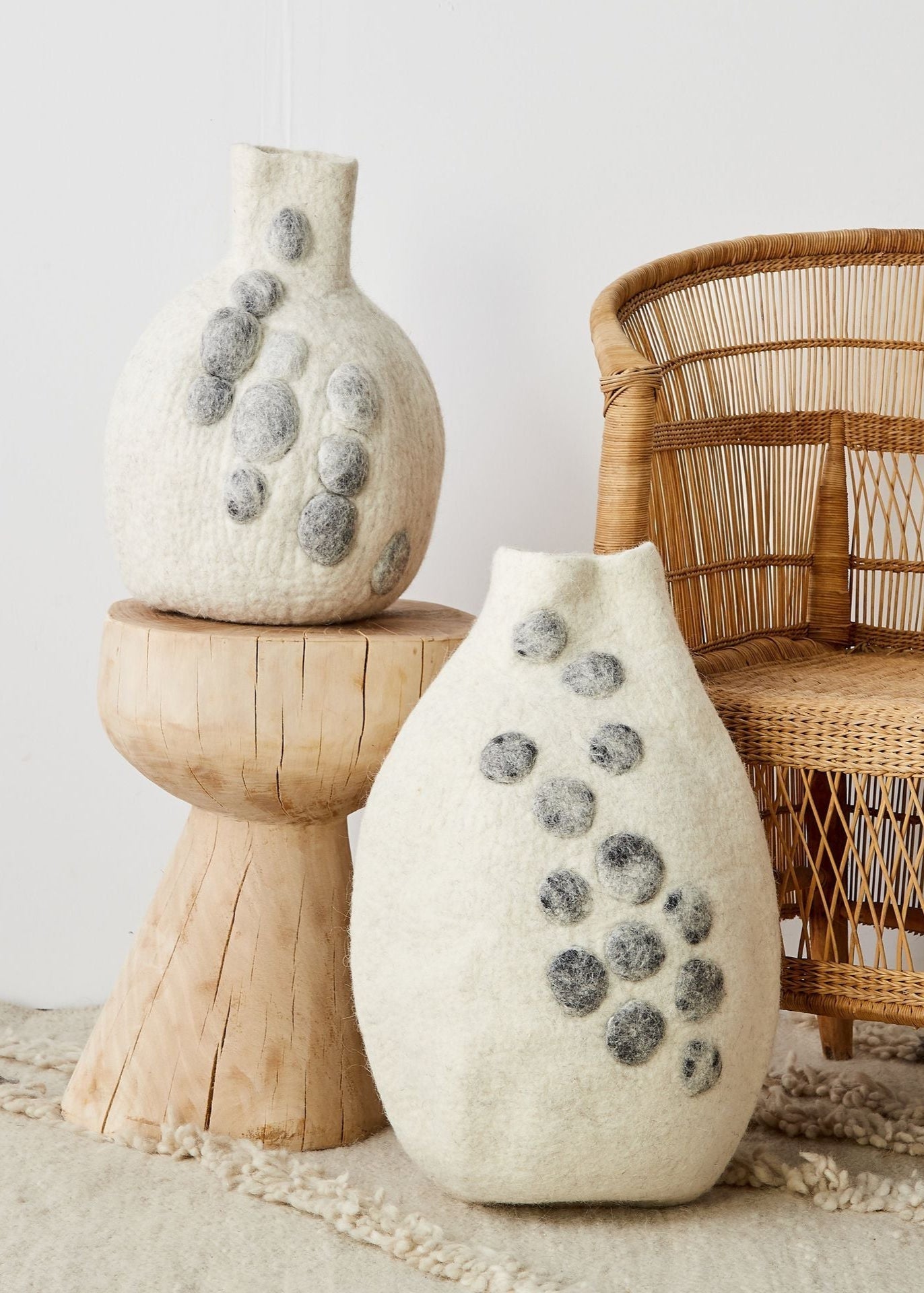 Pebble Hand - Felted Wool Gourd Basket Kanju Interiors