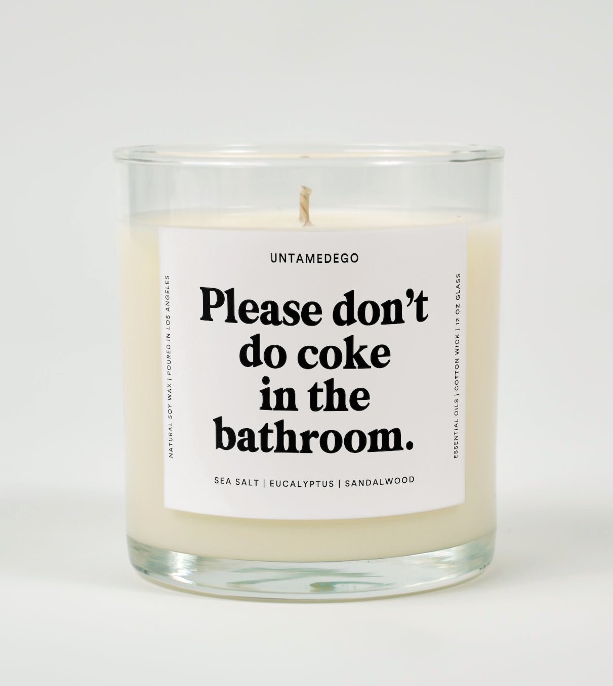 Please Don't Do Coke In The Bathroom Glass Candle UntamedEgo LLC.